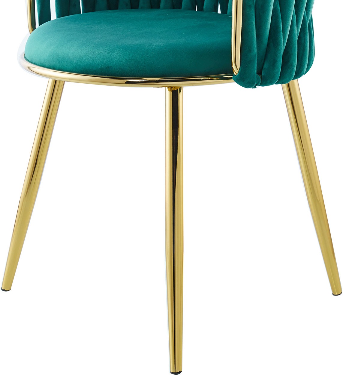 Kayoom Polsterstuhl »Stuhl Melly 125 2er-Set,tolles Design der Rückenlehne, runde Sitzfläch«, (Set), 2 St., ausgefallen geflochtene Rückenlehne, Samtbezug, goldene Beine