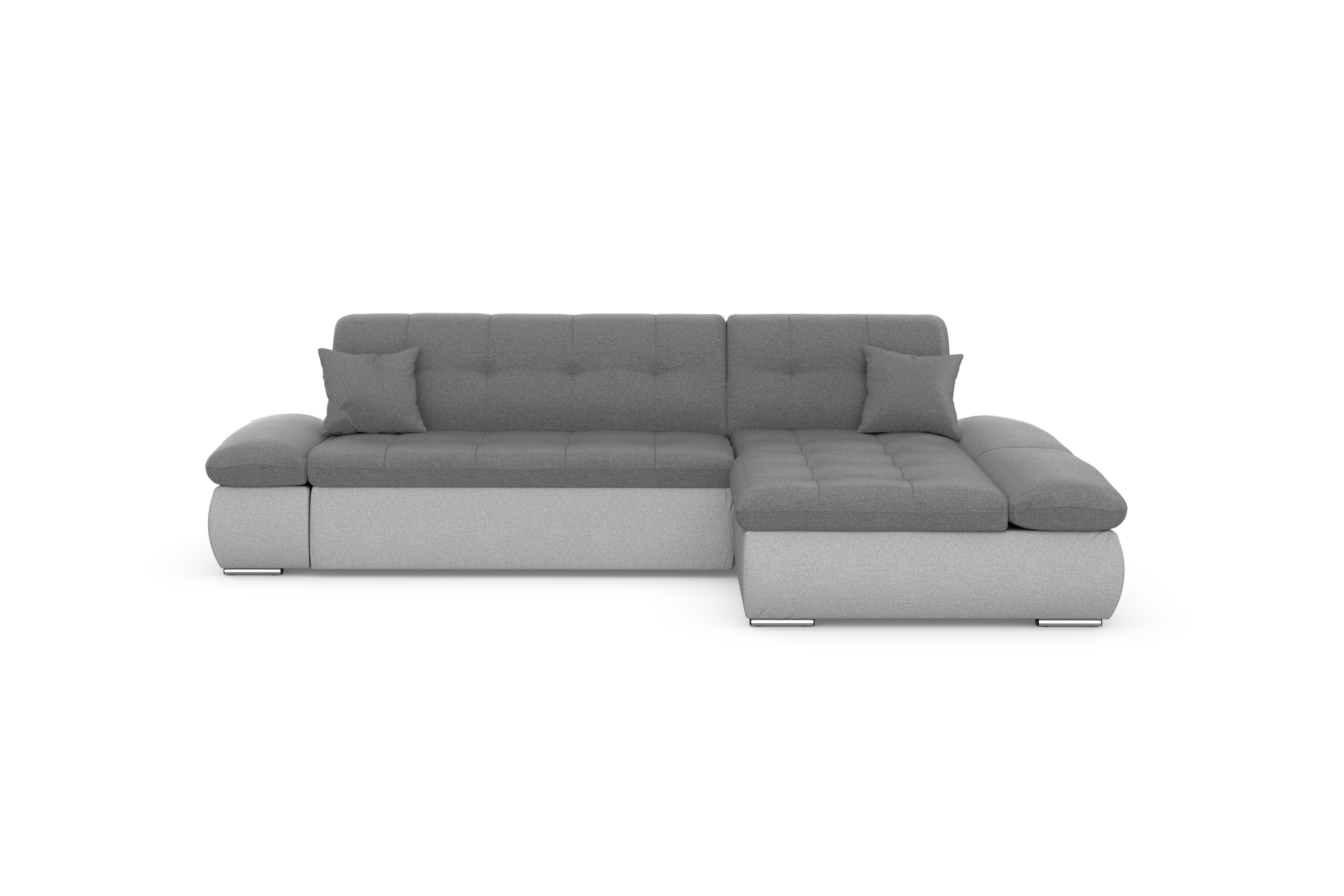DOMO collection Ecksofa »Moric, L-Form, XXL-Sofa - Breite 300cm«, wahlweise mit Bettfunktion und Armteilverstellung, silberfarben-grau