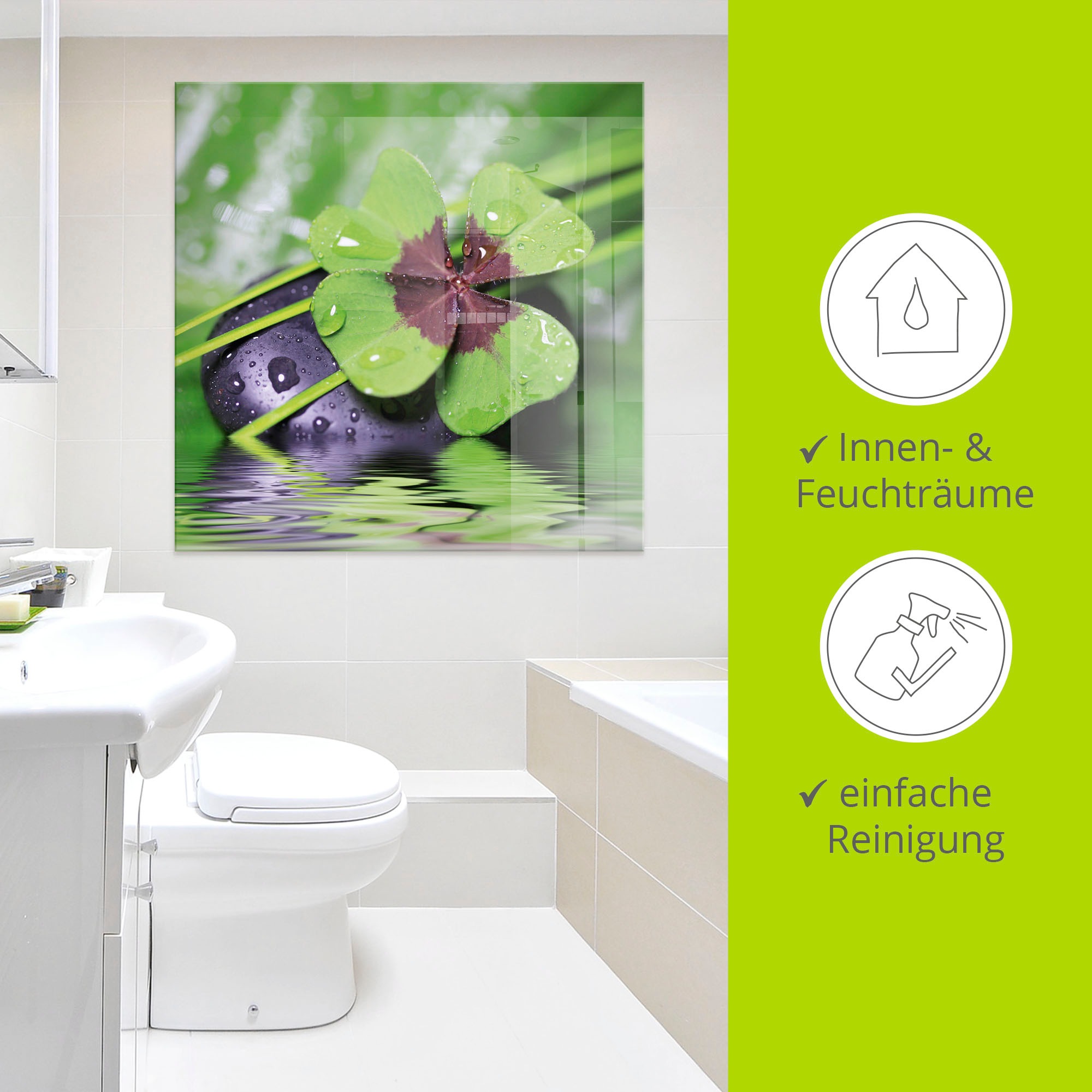 Artland Tableau en verre »Glücksklee... Entspann mal wieder« 1 cuis tlg. in verschiedenen Grössen