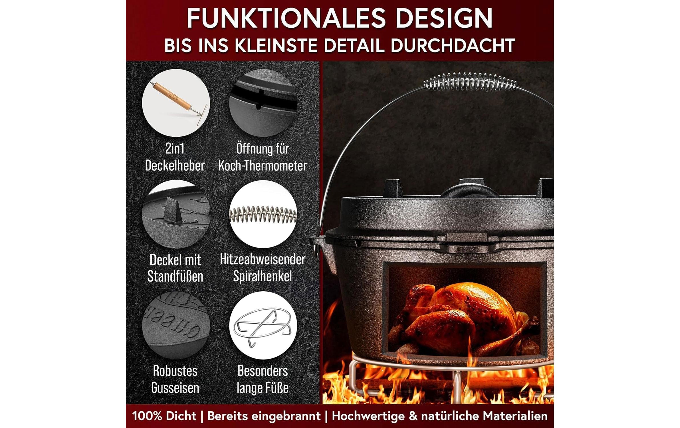   Marmite à barbecue »Gusskoenig Gusseisen Set Holzbox 8-teilig« 8 cuis tlg.