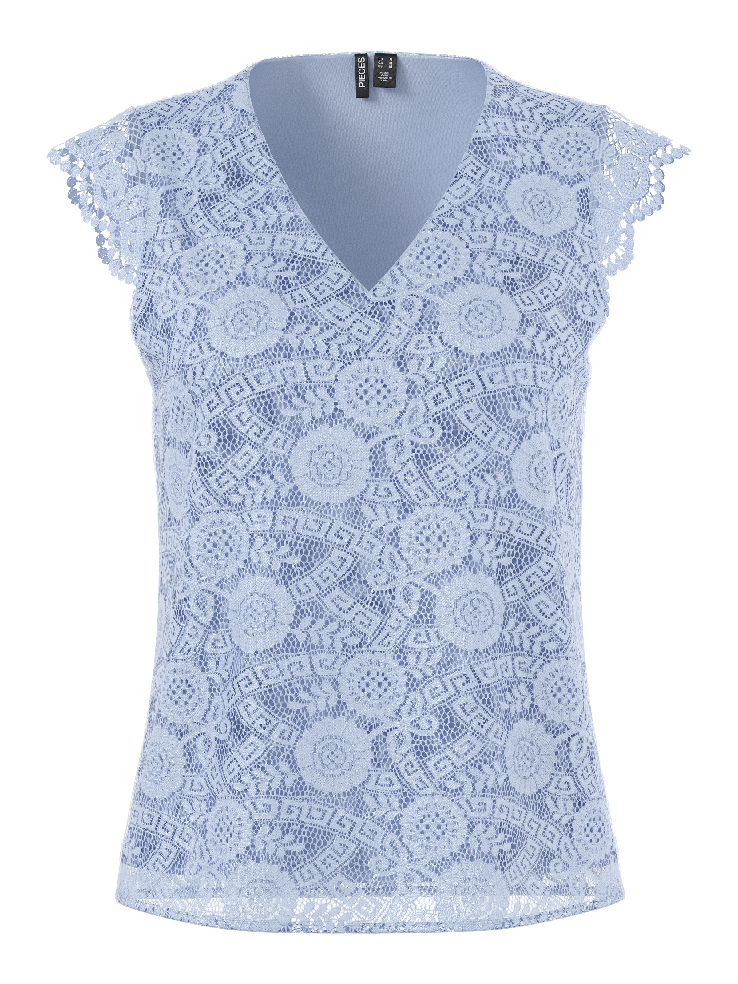 pieces Spitzentop »PCOLLINE SL LACE V-NECK TOP WVN NOOS«