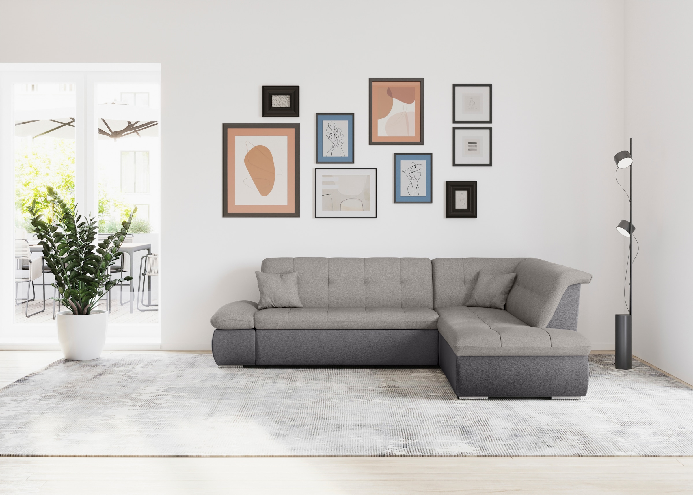 DOMO collection Ecksofa »Moric  L-Form« wahlweise mit Bettfunktion und Armlehnenverstellung, auch in Cord