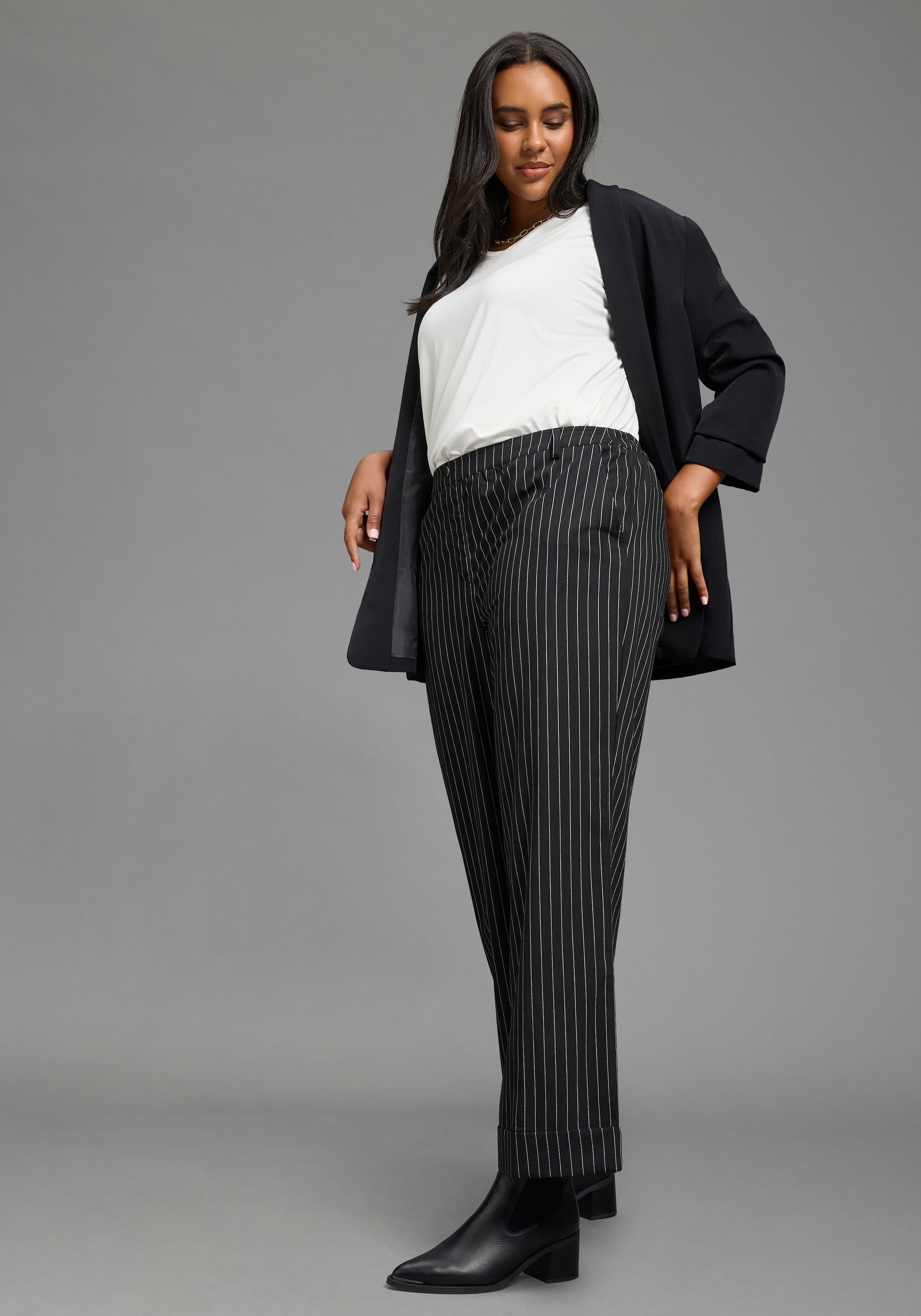 Laura Scott CURVE Pantalon à enfiler »Grosse Grössen«  avec ceinture élastique, coupe ajustée