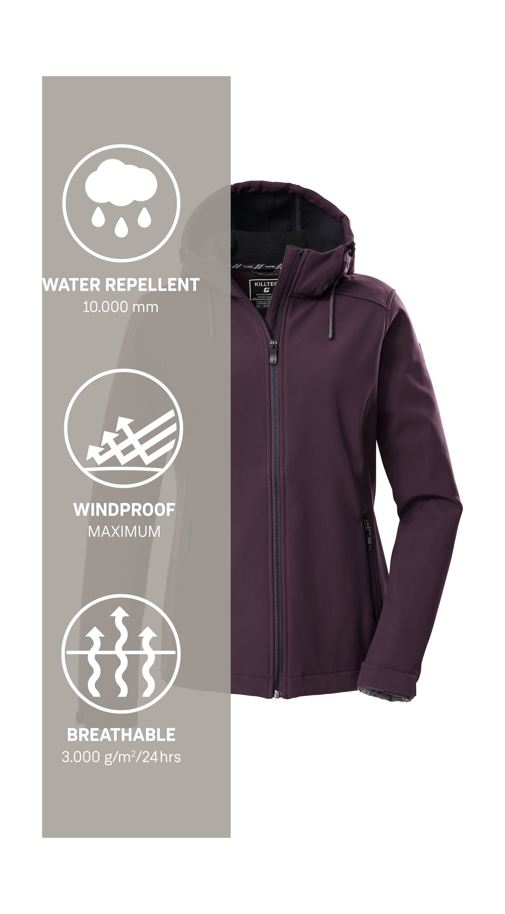 Killtec Veste softshell »KOW 8 WMN SFTSHLL JCKT« Damen Softshelljacke: wasser- und windabweisend, atmungsaktiv