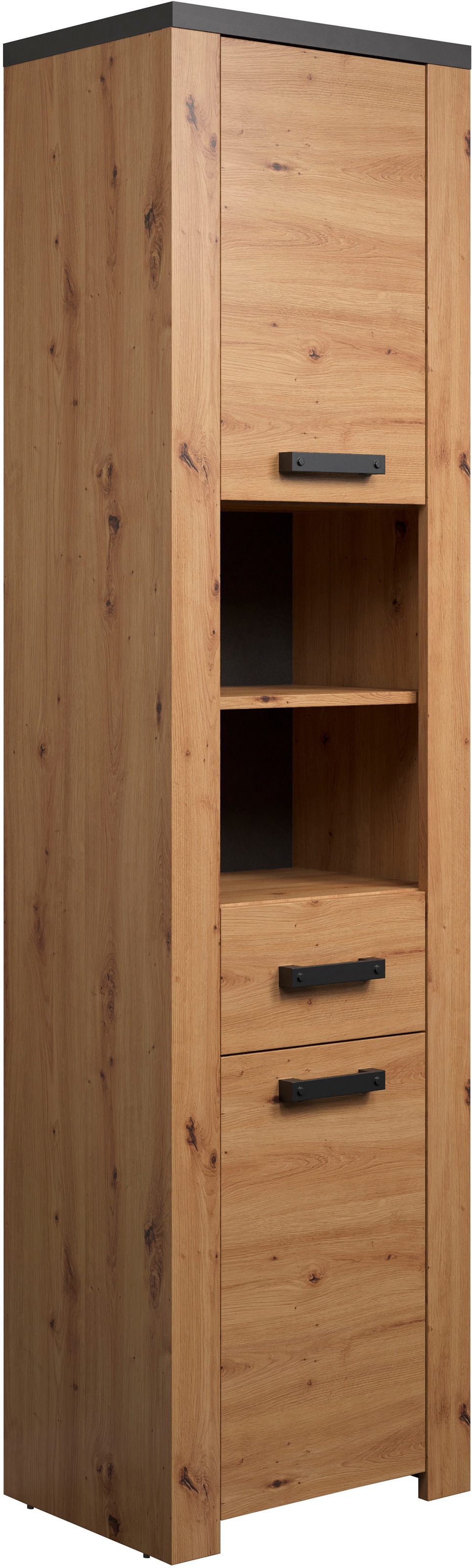 welltime Hochschrank »Ambres«, (1 St.), Badschrank in matter Echtholzoptik - Masse (B/T/H) 53/35/196 cm