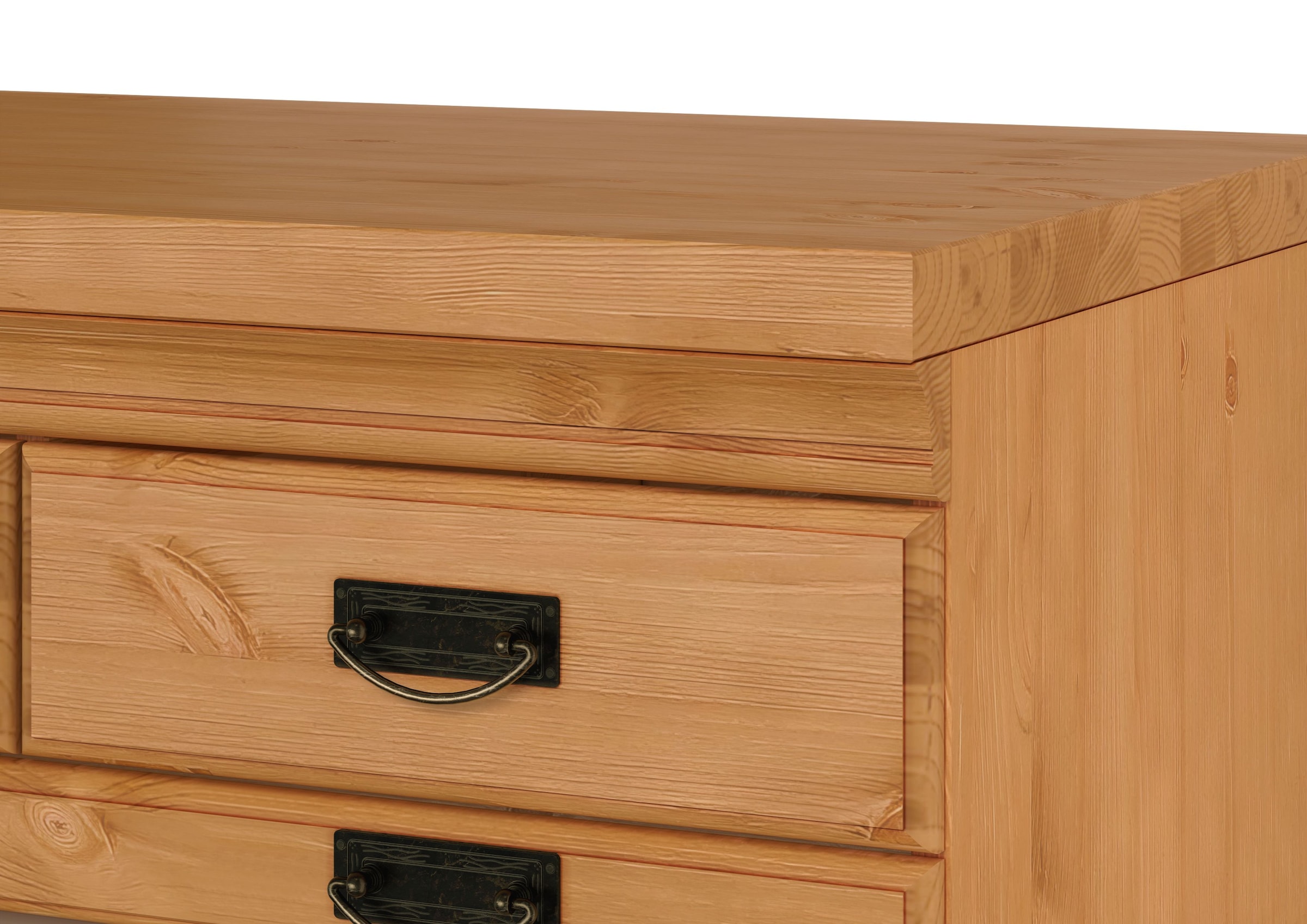 Home affaire Unterschrank »Rügen« Breite 80 cm, Kiefer massiv, Schubkästen mit Glaseinsatz