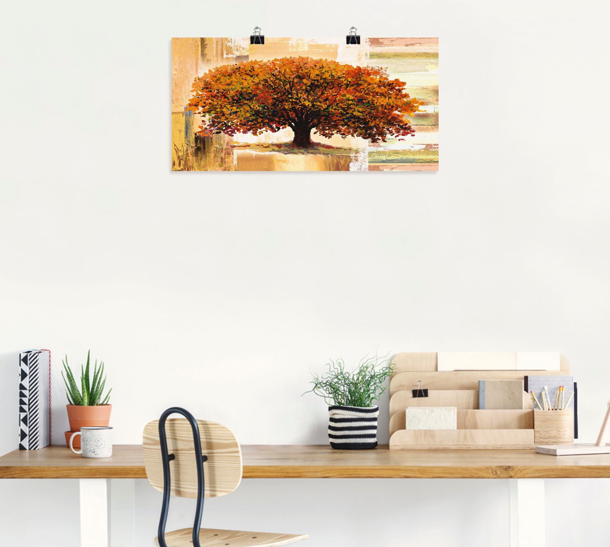 Artland Wandbild »Herbstbaum auf abstraktem Hintergrund«, Bäume, (1 St.), als Alubild, Outdoorbild, Leinwandbild, Poster in verschied. Grössen