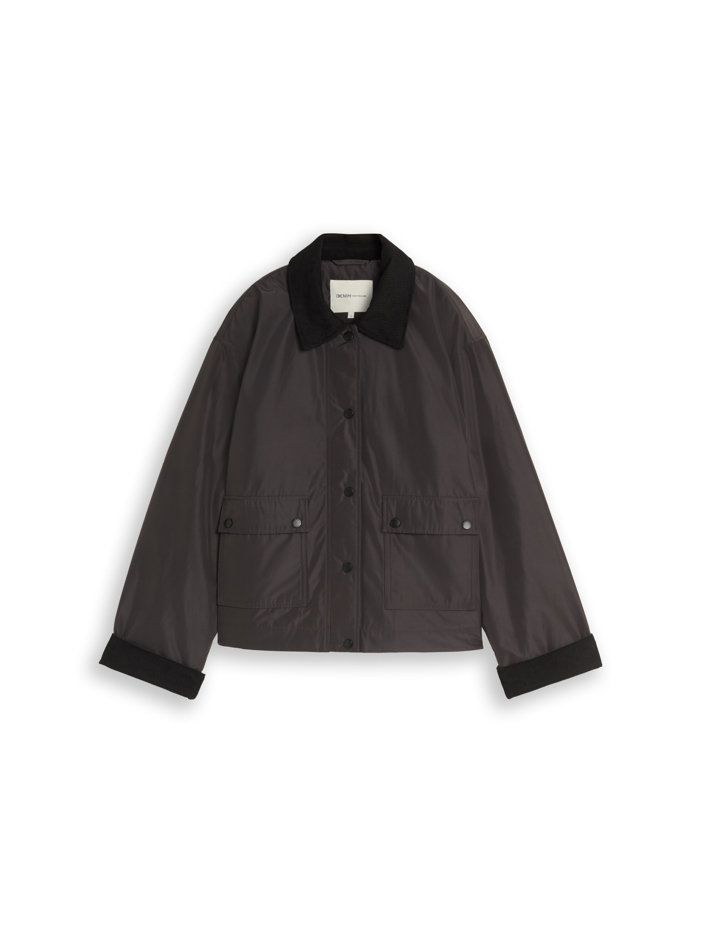 TOM TAILOR Denim Blouson sans capuche manches avec revers et fermeture par bouton-pression