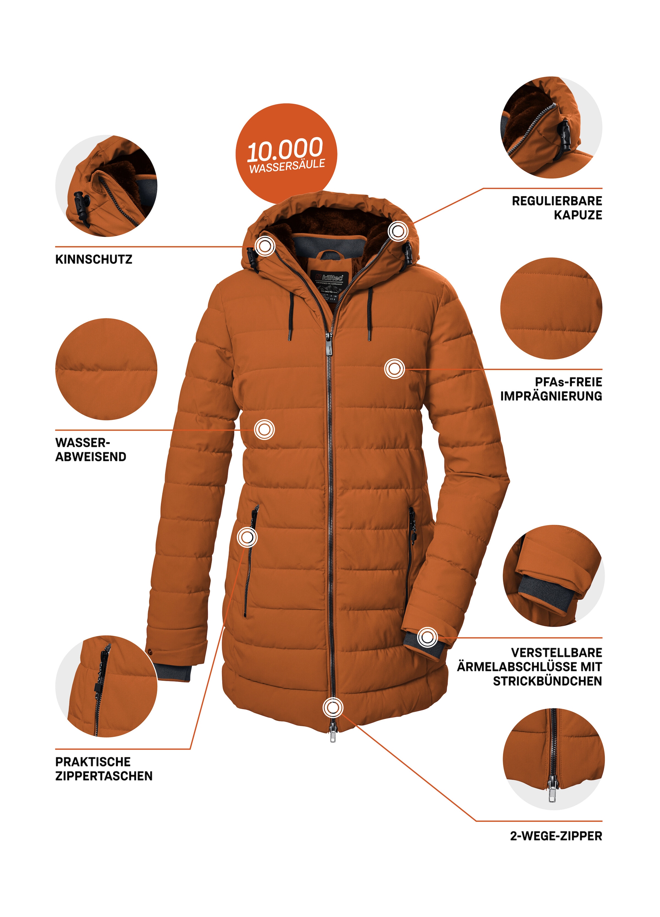 Killtec Steppmantel »KOW 55 WMN QLTD PRK« Wasserabweisender, winddichter Damenparka, atmungsaktiv