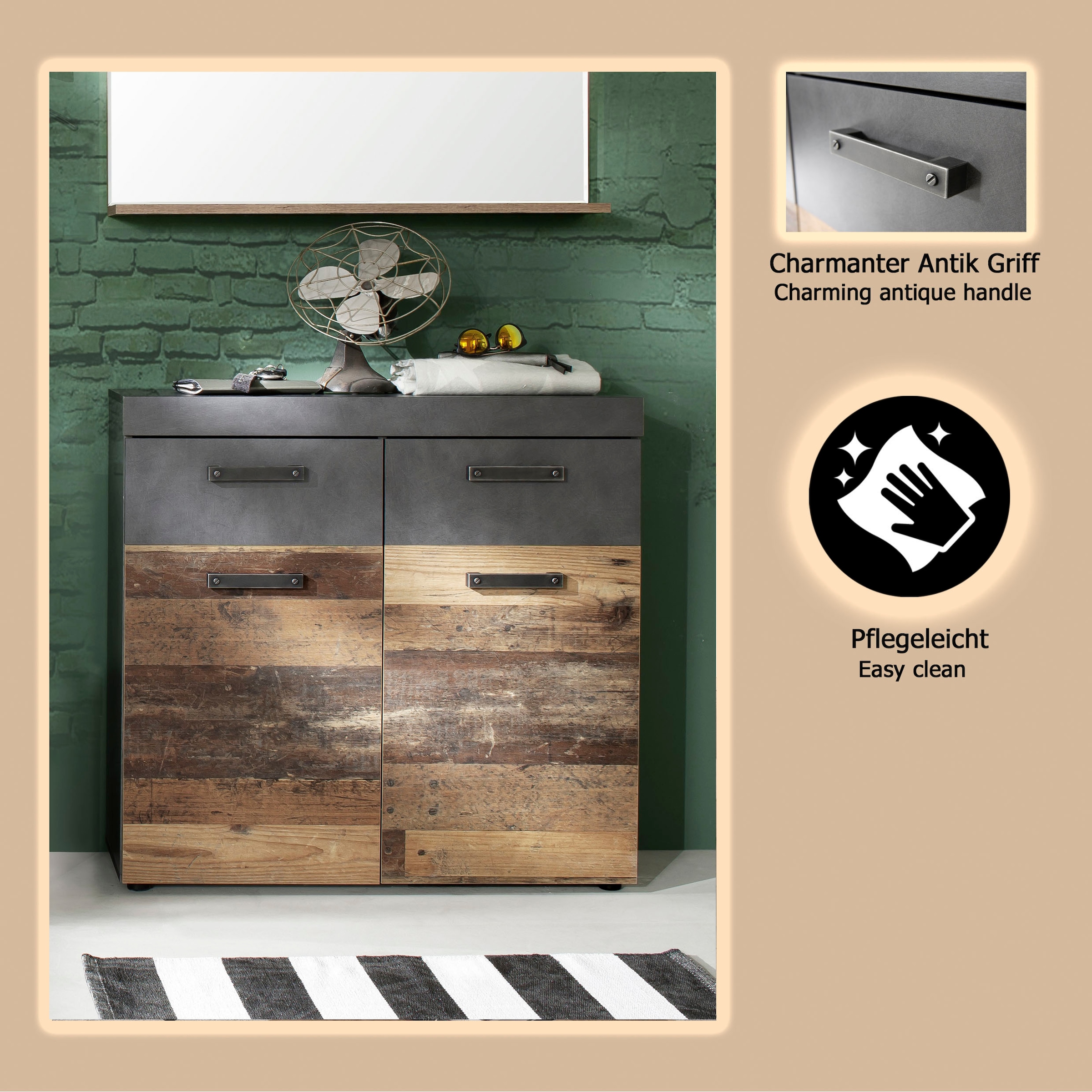 Home affaire Armoire à chaussures »Ilana« Schuhschrank für 16 Paar Schuhe - (B/T/H) 90/34/89 cm