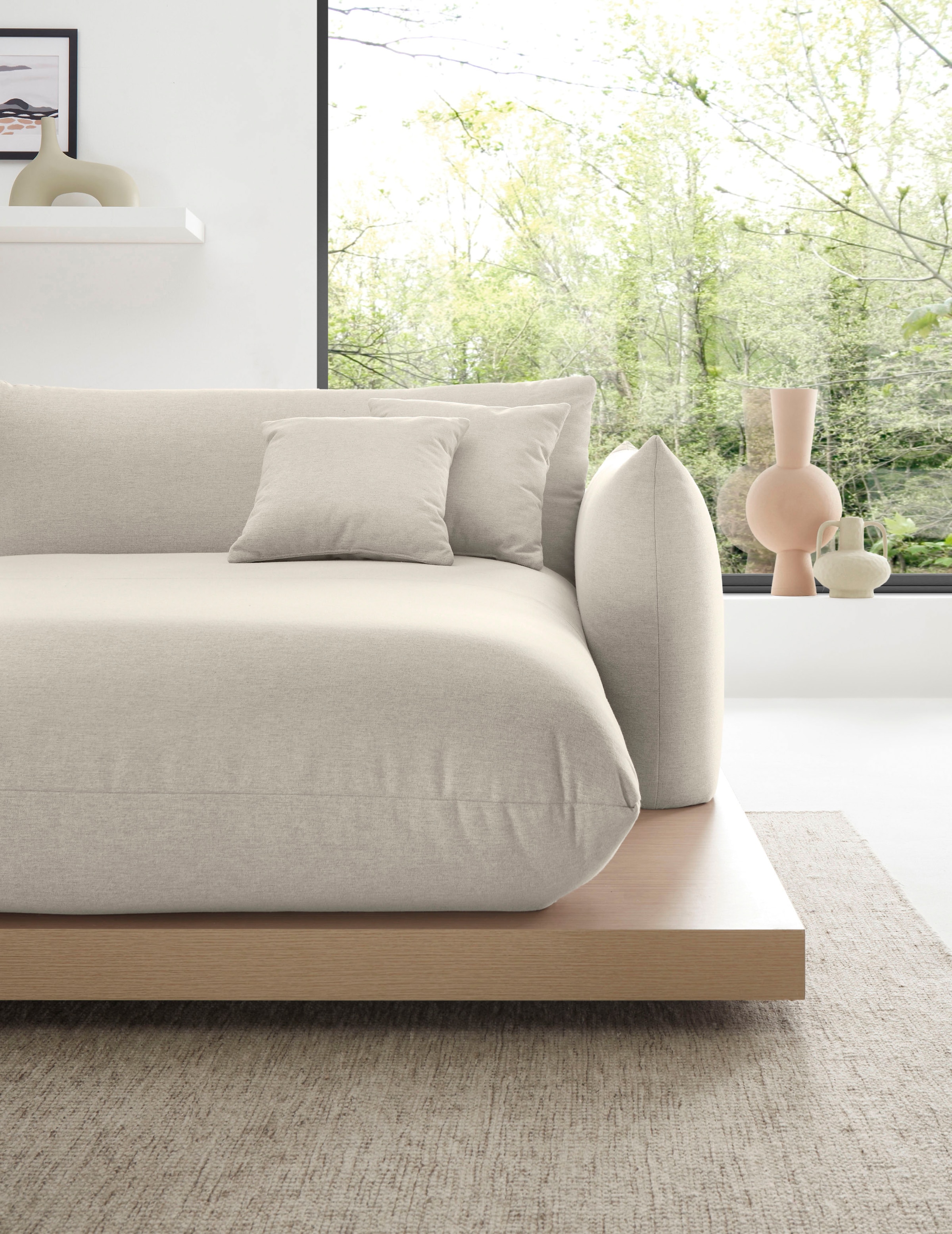 GOODproduct Ecksofa »Kalix, Polsterecke mit kräftigem Holz-Plateau, moderne Couch in L-Form« wahlweise Recamiere links o. rechts, Strukturstoff, hoher Sitzkomfort
