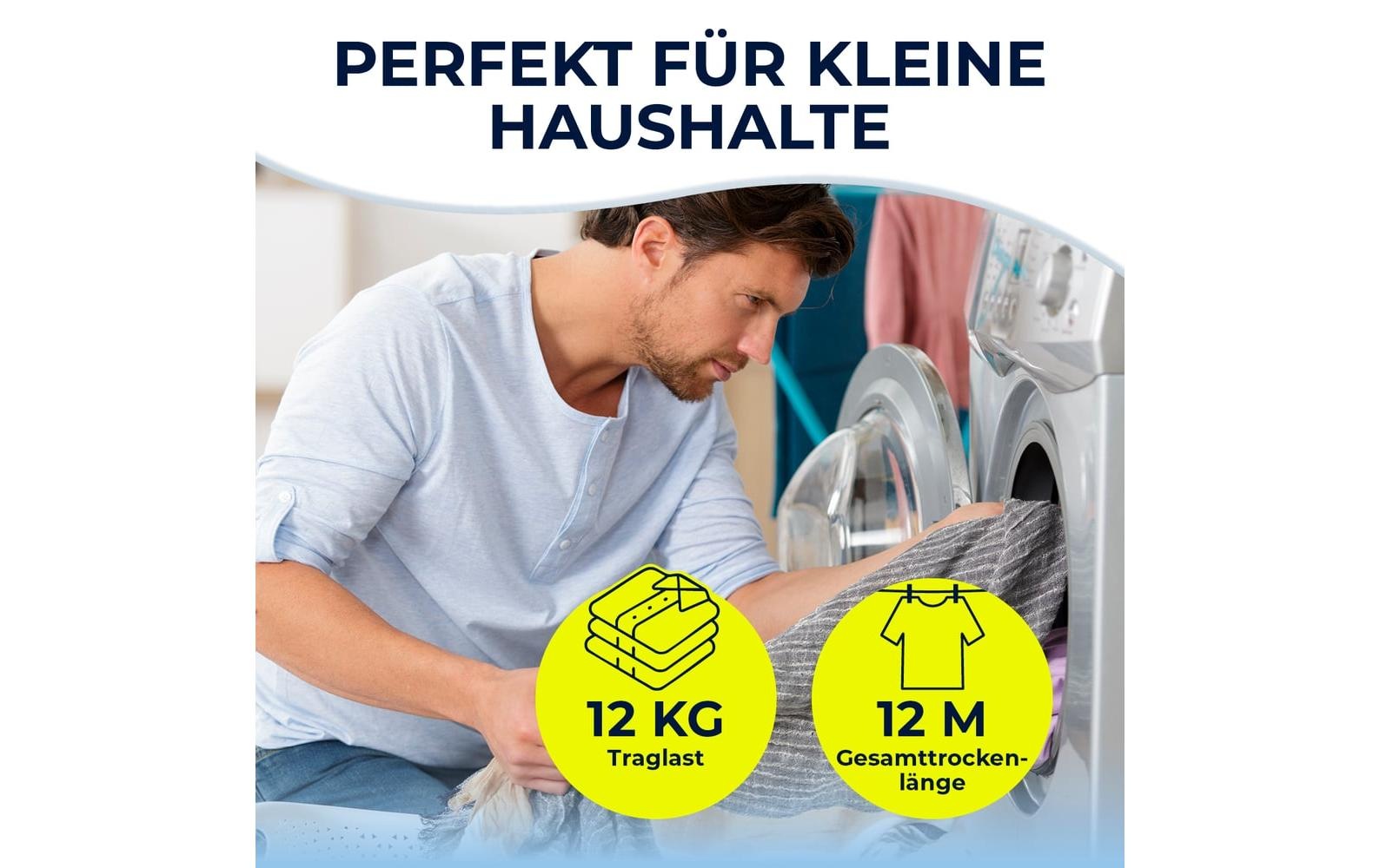 EASYmaxx Wäscheständer "12 m" Ausziehbarer Wäschetrockner für kleine Haushalte