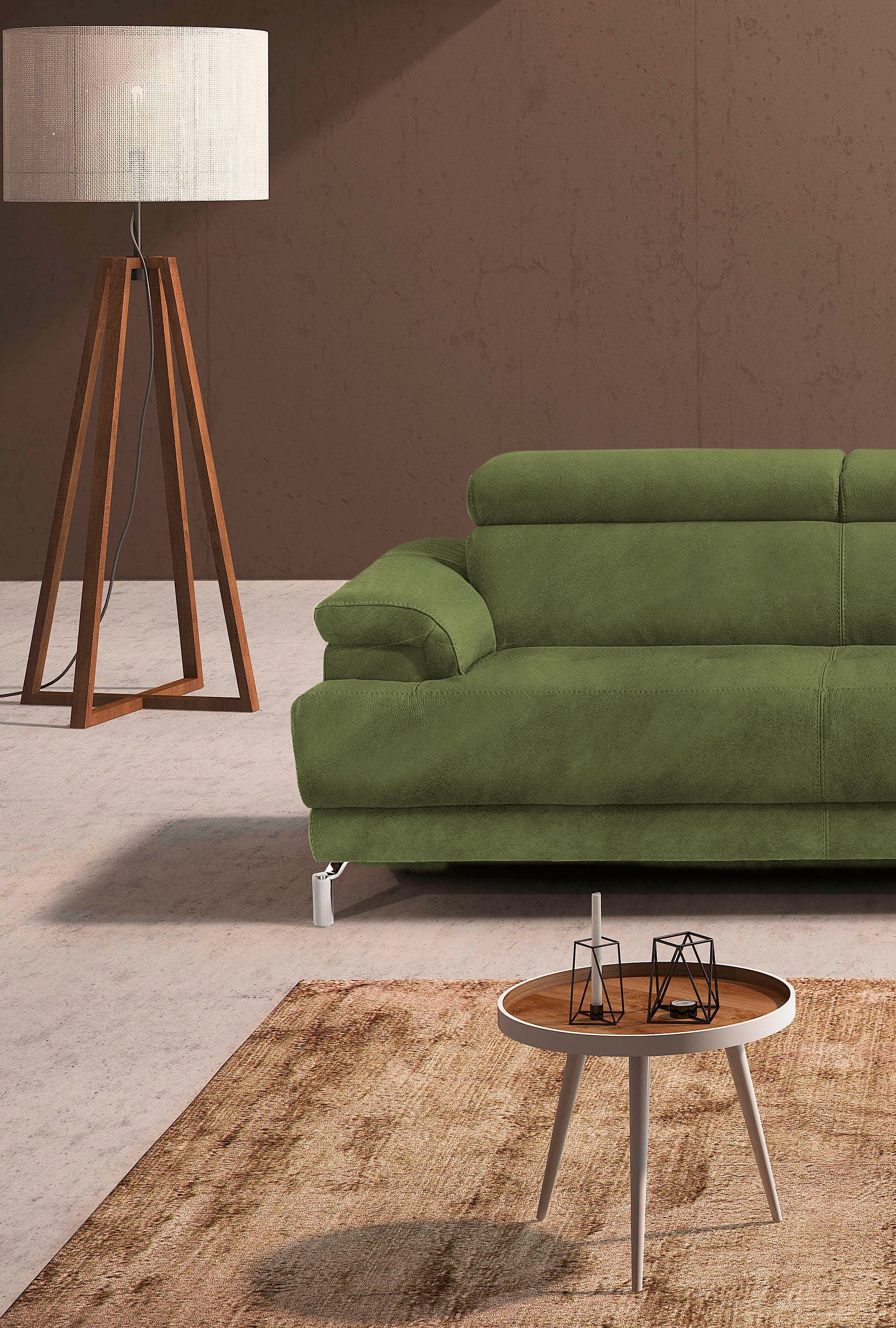 Egoitaliano Ecksofa »Soul, extravagantes Designsofa, Megasofa, super bequem, tolle Details«, mit Trapez-Abschlusselement, inkl verstellbarer Kopfteile