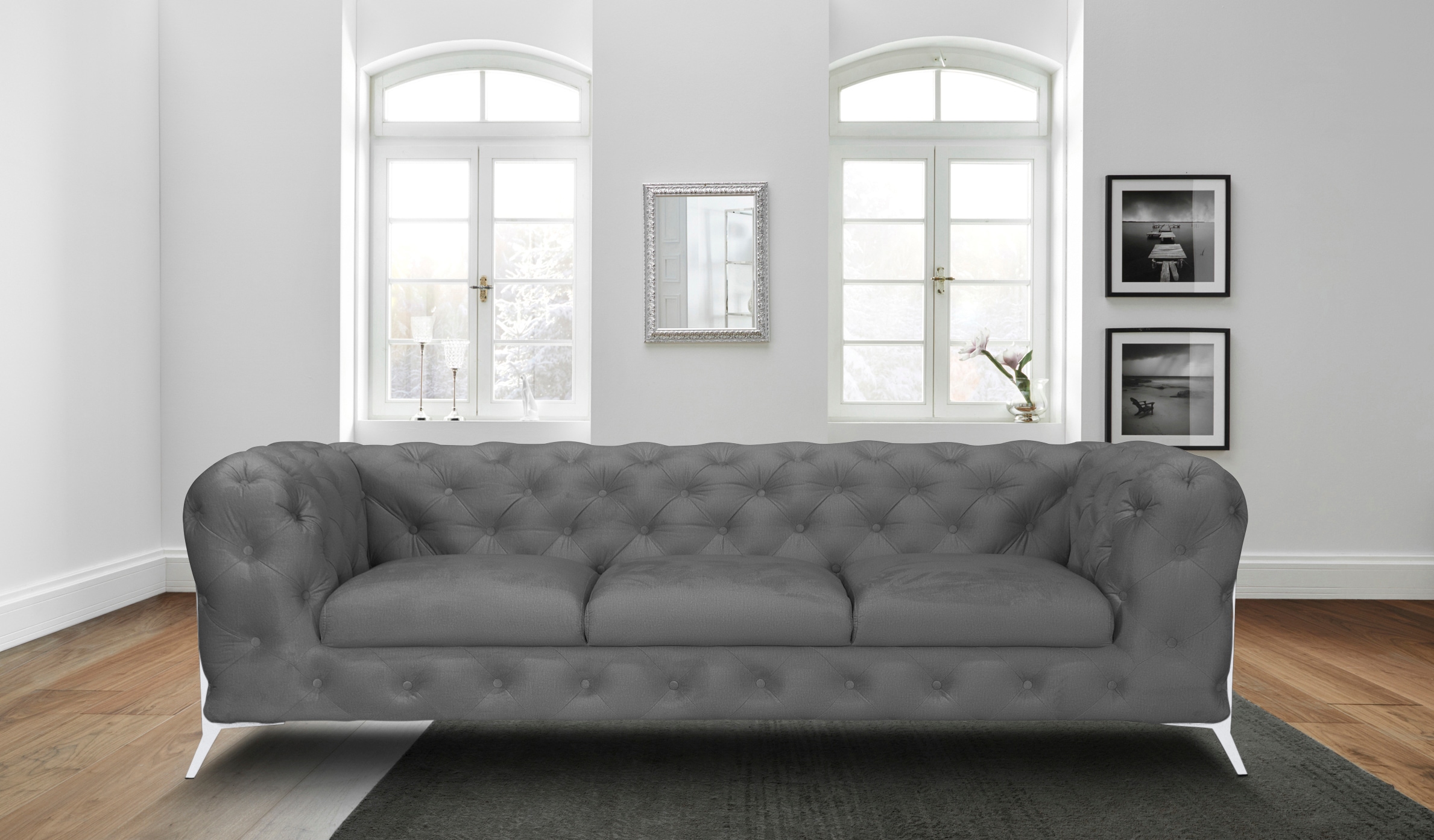 Leonique Chesterfield-Sofa »Amaury«, aufwändige Knopfheftung, moderne Chesterfield Optik, Fussfarbe wählbar