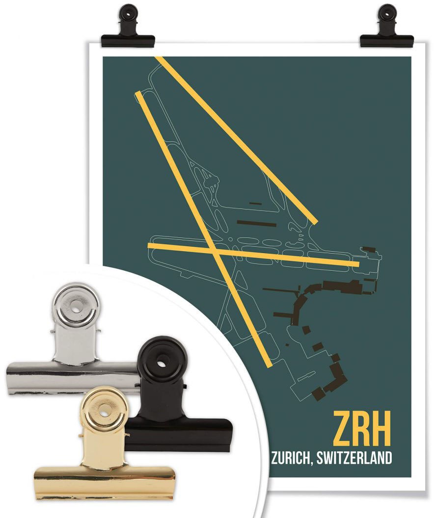 Wall-Art Poster »Wandbild ZRH Grundriss Zürich«, Grundriss, (1 St.), Poster ohne Bilderrahmen