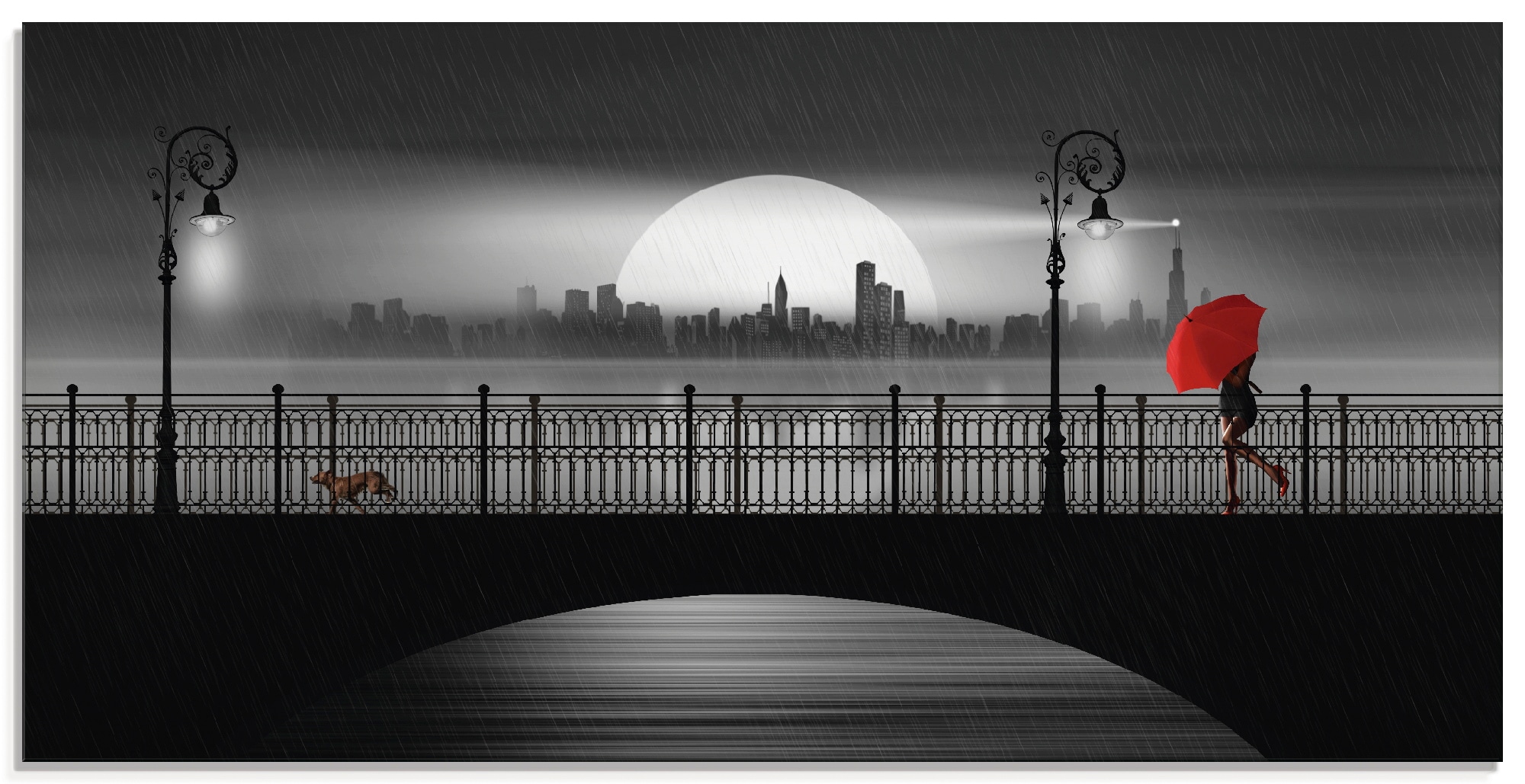 Image of Artland Glasbild "Die Brücke im Regen" Brücken 1 Stk. tlg. in verschiedenen Grössen