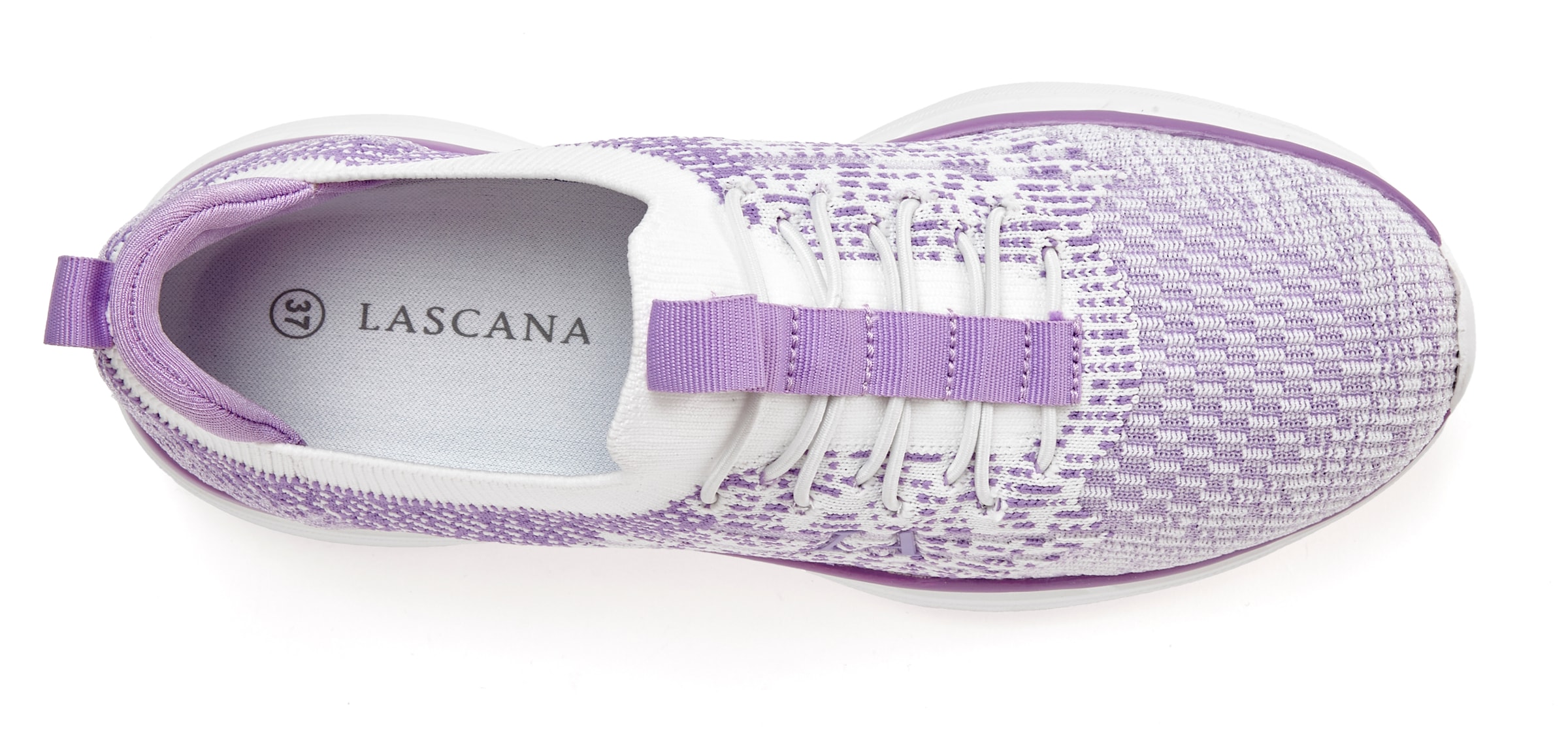LASCANA Sneaker »Slipper, Halbschuh,«, bequem zum Reinschlüpfen mit elastischen Schnürbändern Unisex VEGAN