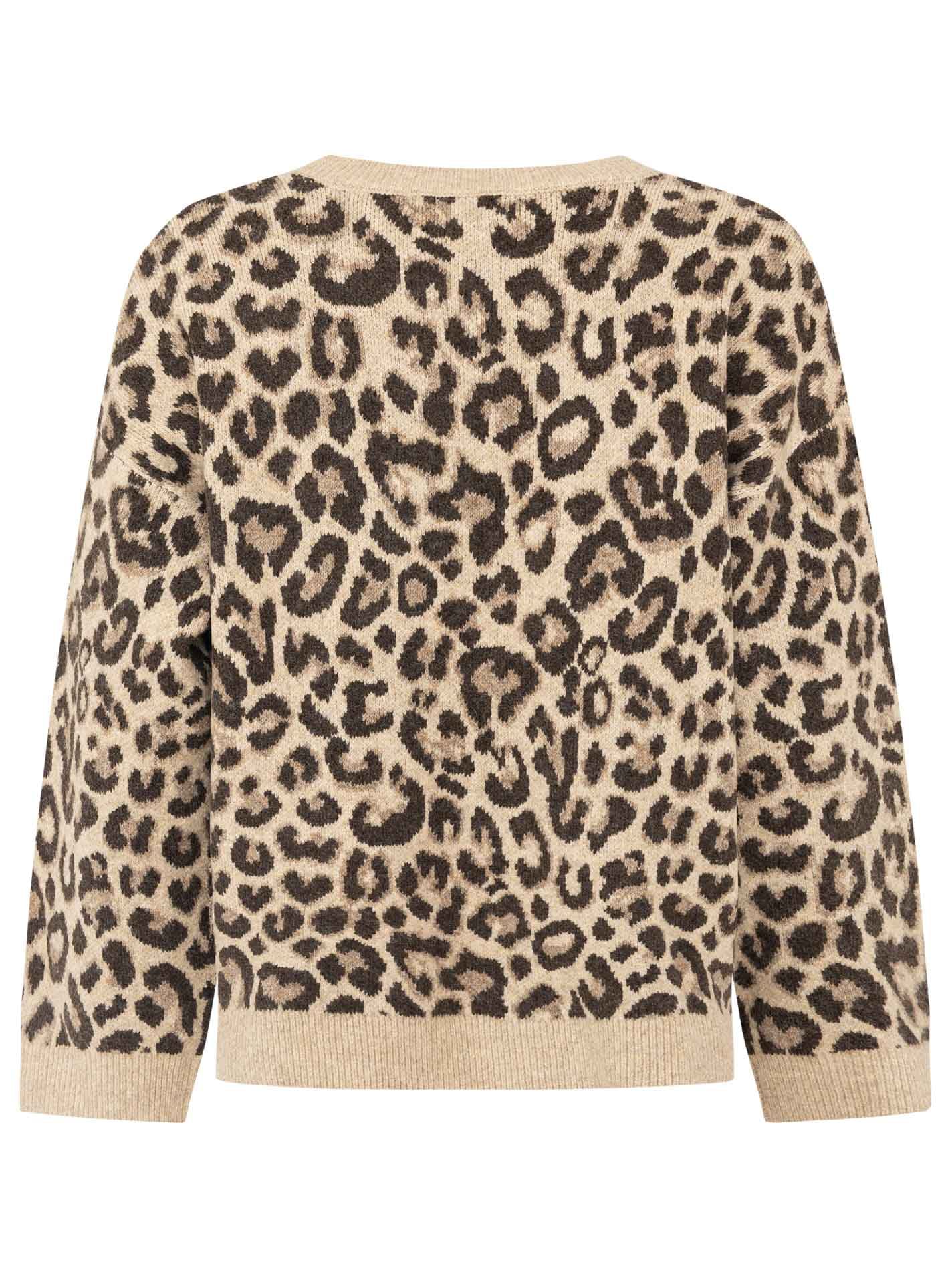 Zwillingsherz Strickpullover »"WILD VIBES"« Leomuster, Rundhals, pinker Schriftzug, uni Bündchen, oversize