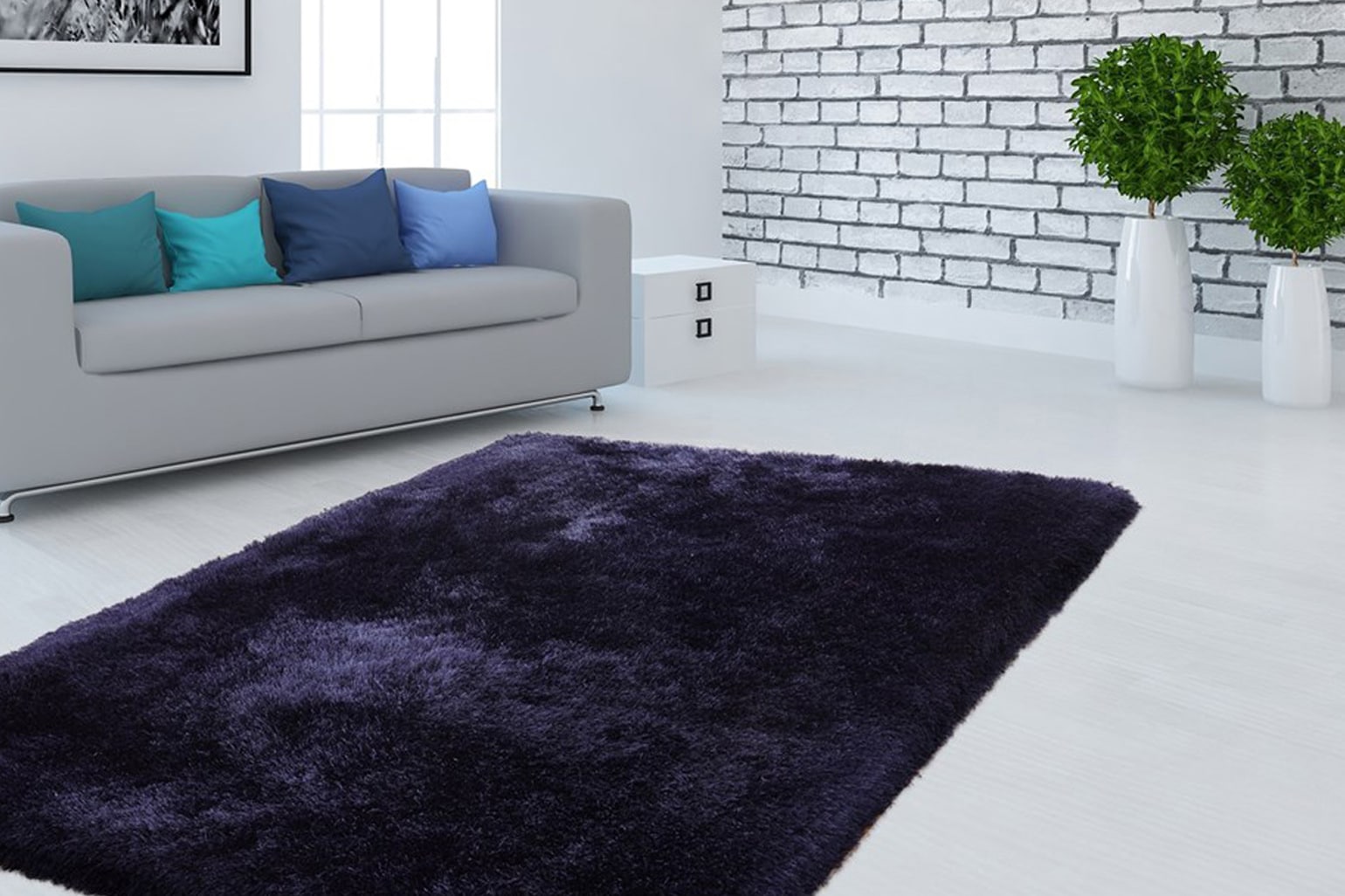 Image of calo-deluxe Hochflor-Teppich "Giora 200" rechteckig 80 mm Höhe getuftet, besonders weich durch Microfaser, Wohnzimmer, Schlafzimmer