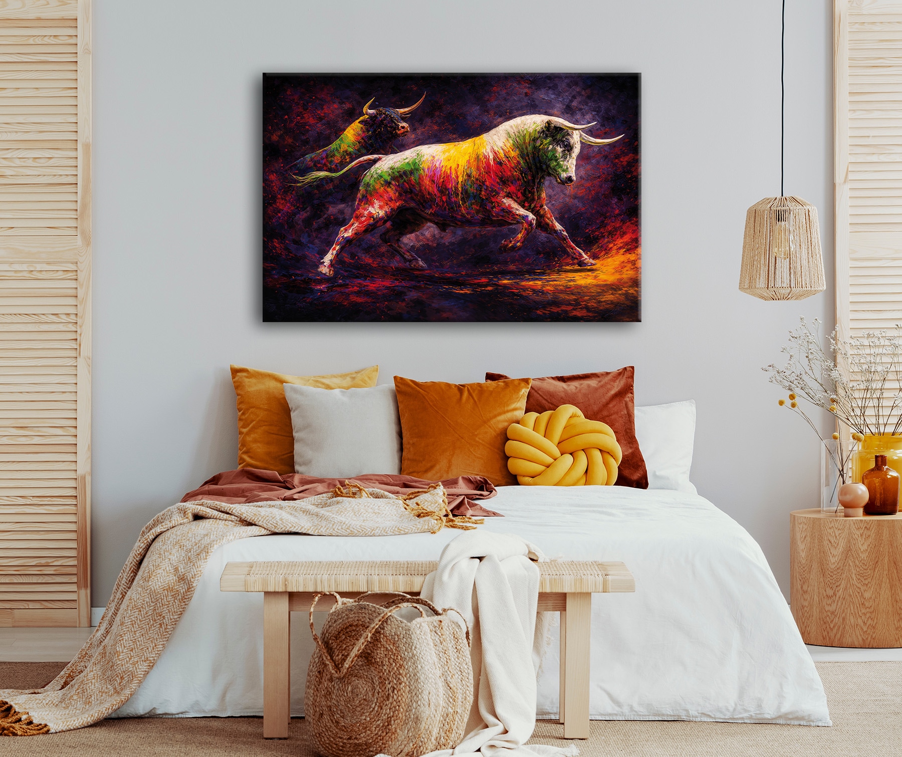 Bönninghoff Bild »Wandbild BUNTER STIER 78x118 cm – Leinwandbild Keilrahmen Deko modern« Kuh | Kühe | Tiere auf Keilrahmen gespannt