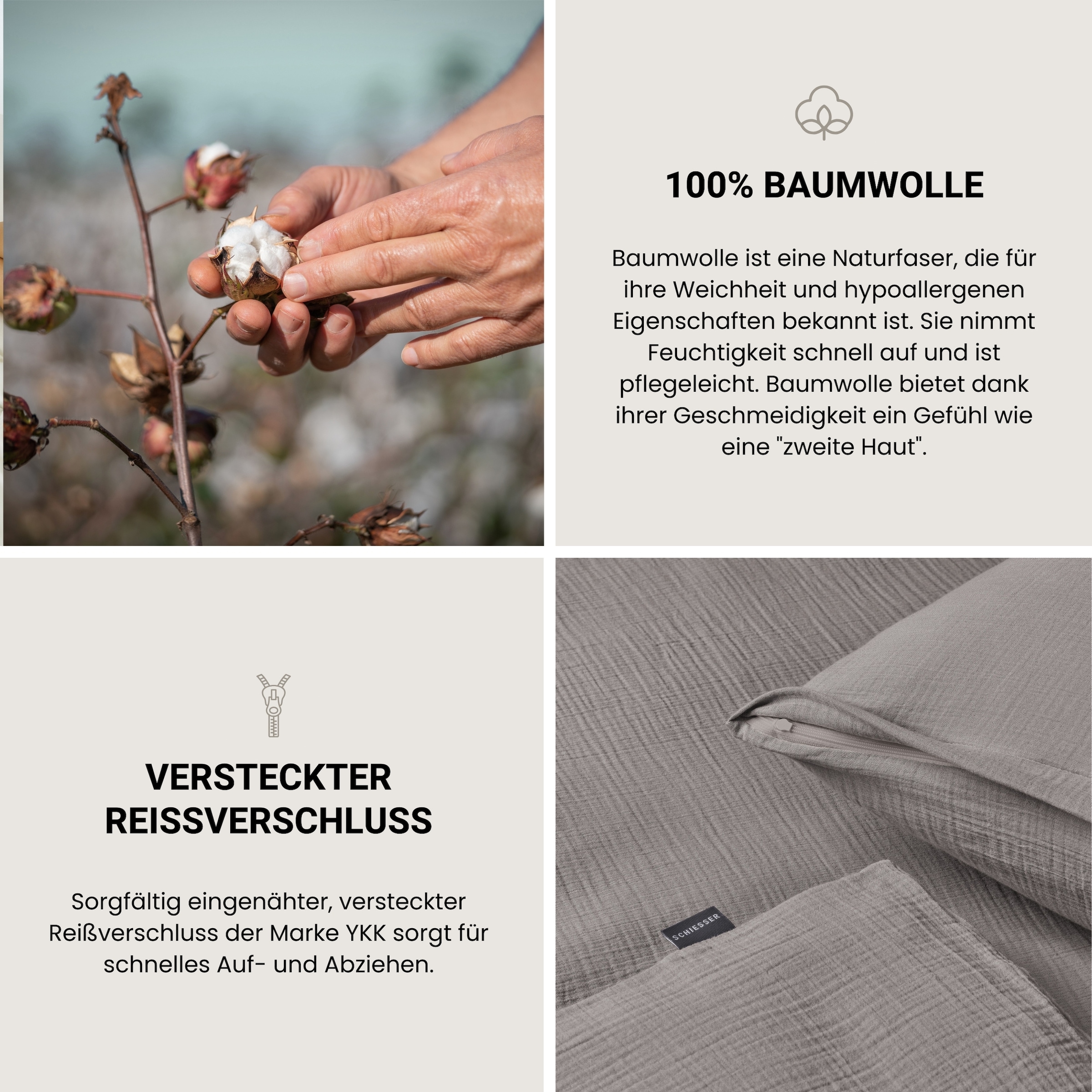Schiesser Bettwäsche »Molly aus supersofter Musselin-Qualität in gedeckten Farben« 2 Stk. Made in Green