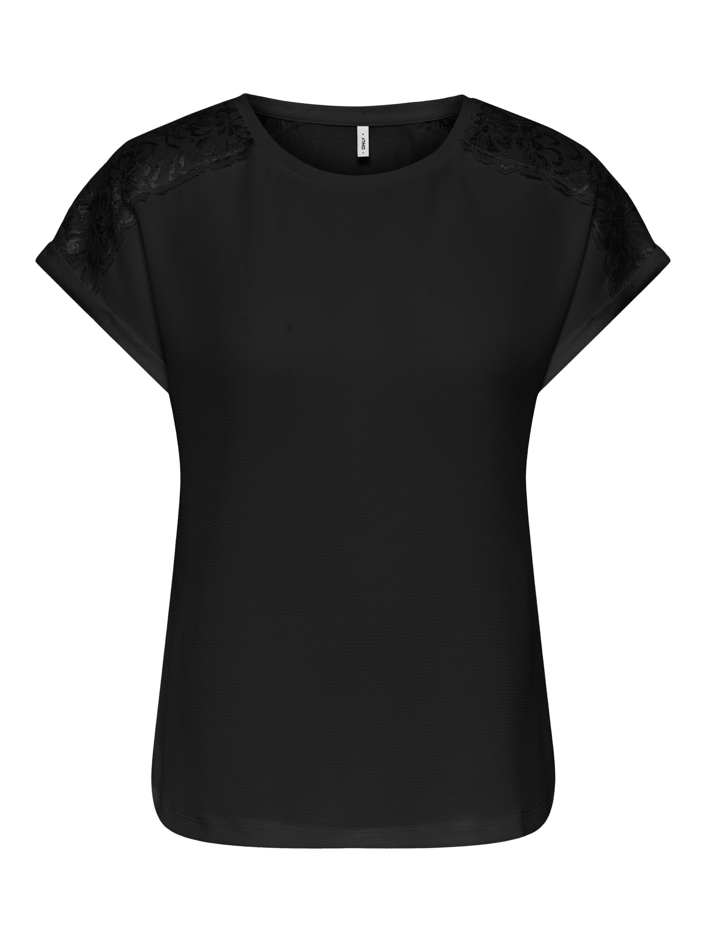 Image of ONLY Kurzarmshirt "ONLAMANDA S/S O-NECK MIX TOP JRS" Materialmix, regular fit, Rundhals