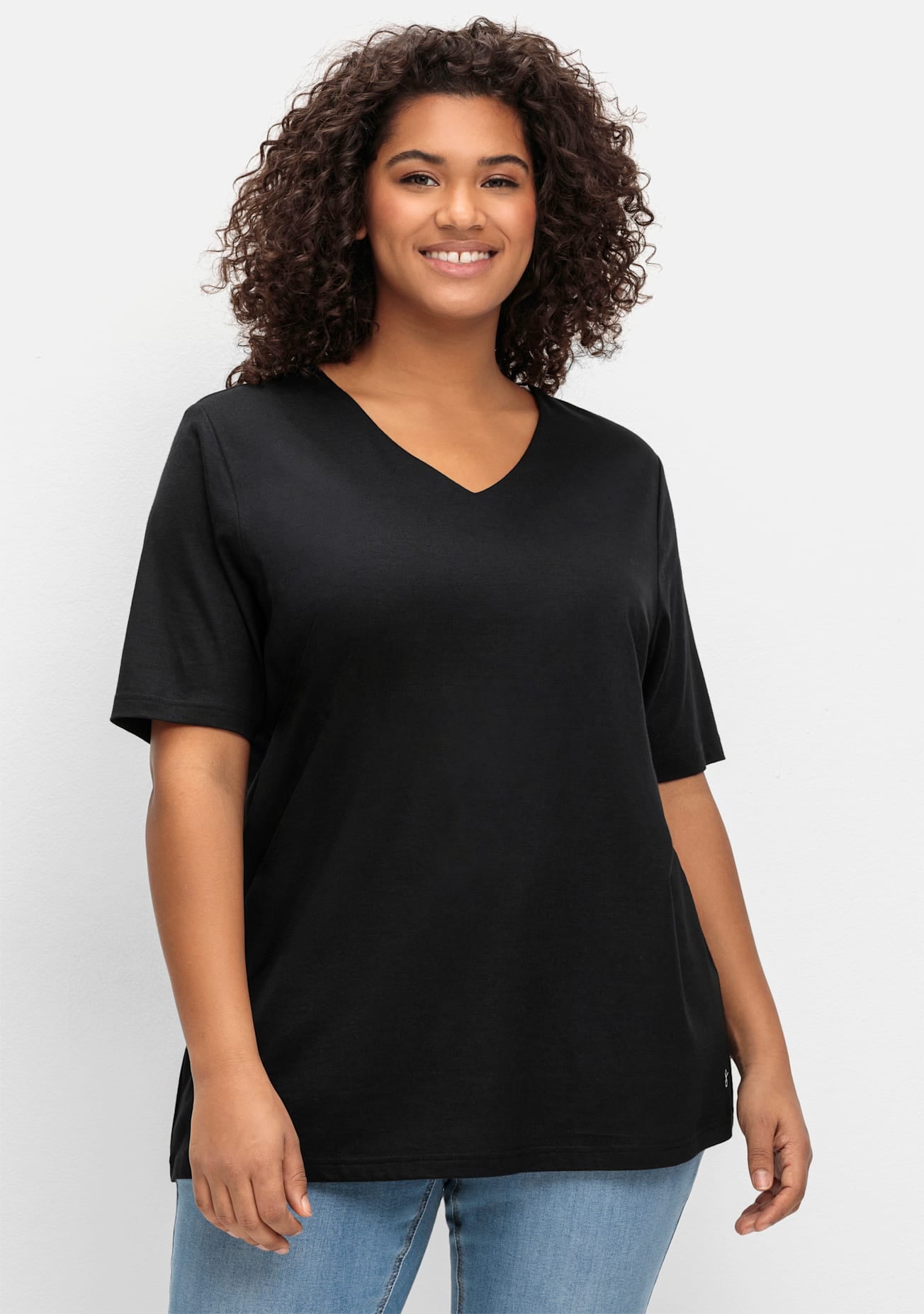 Sheego Kurzarmshirt »T-Shirt«, (1 tlg.)