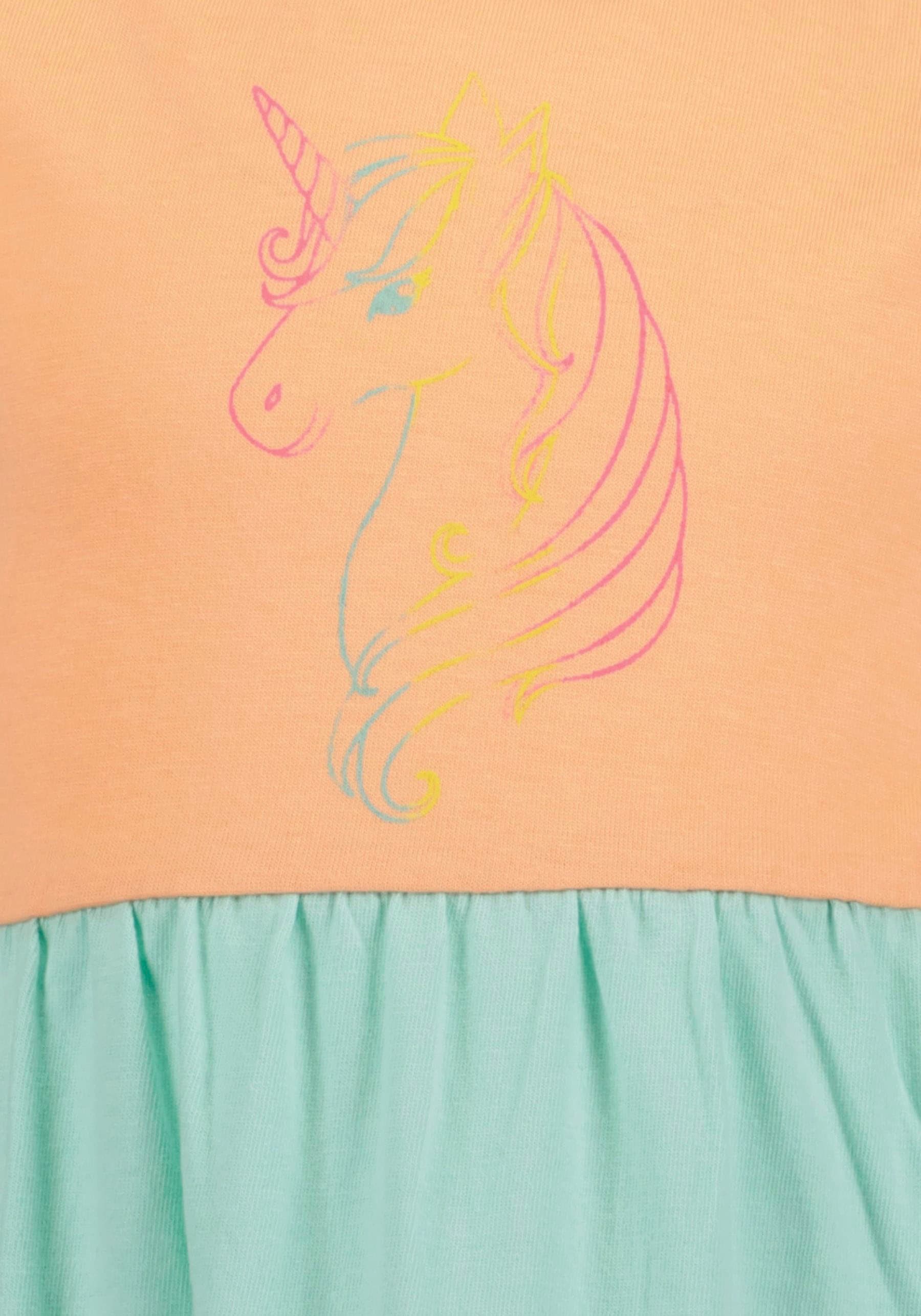 Blue Seven Jerseykleid 1 tlg. tlg. mit süssem Einhorn-Motiv und tollen Volants