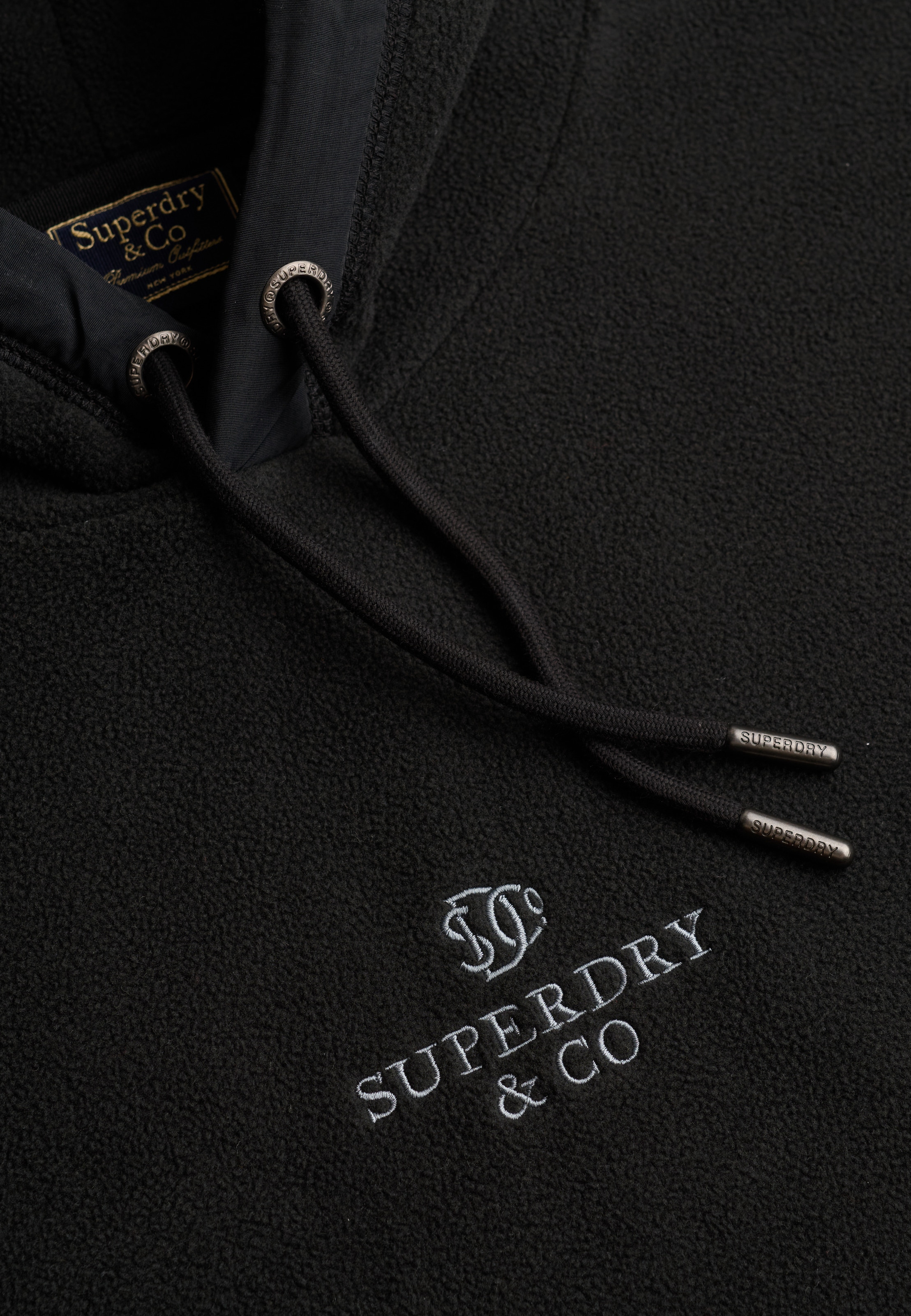 Superdry Sweat à capuche »MICRO LOGO FLEECE HOOD«, fibre synthétique, coupe ample
