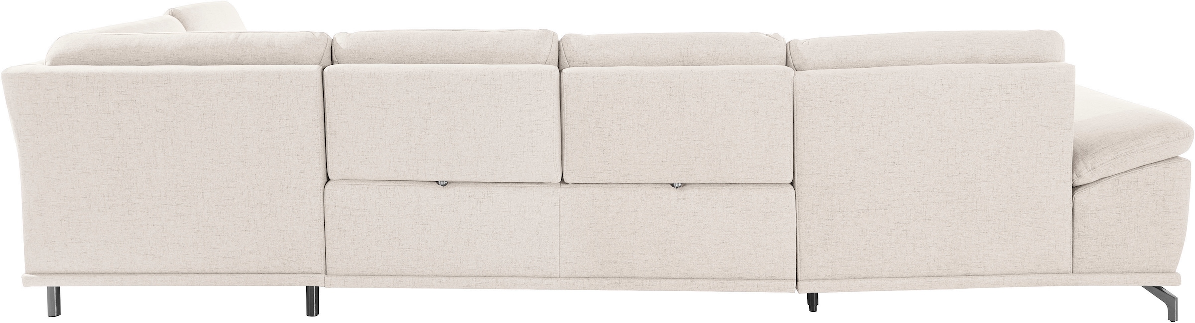 PLACES OF STYLE Wohnlandschaft »Costello U-Form, B: 363 cm mit Sitztiefen-, Armteilverstellung &« 3 Nierenkissen, optional Bettfunktion & Bettkasten