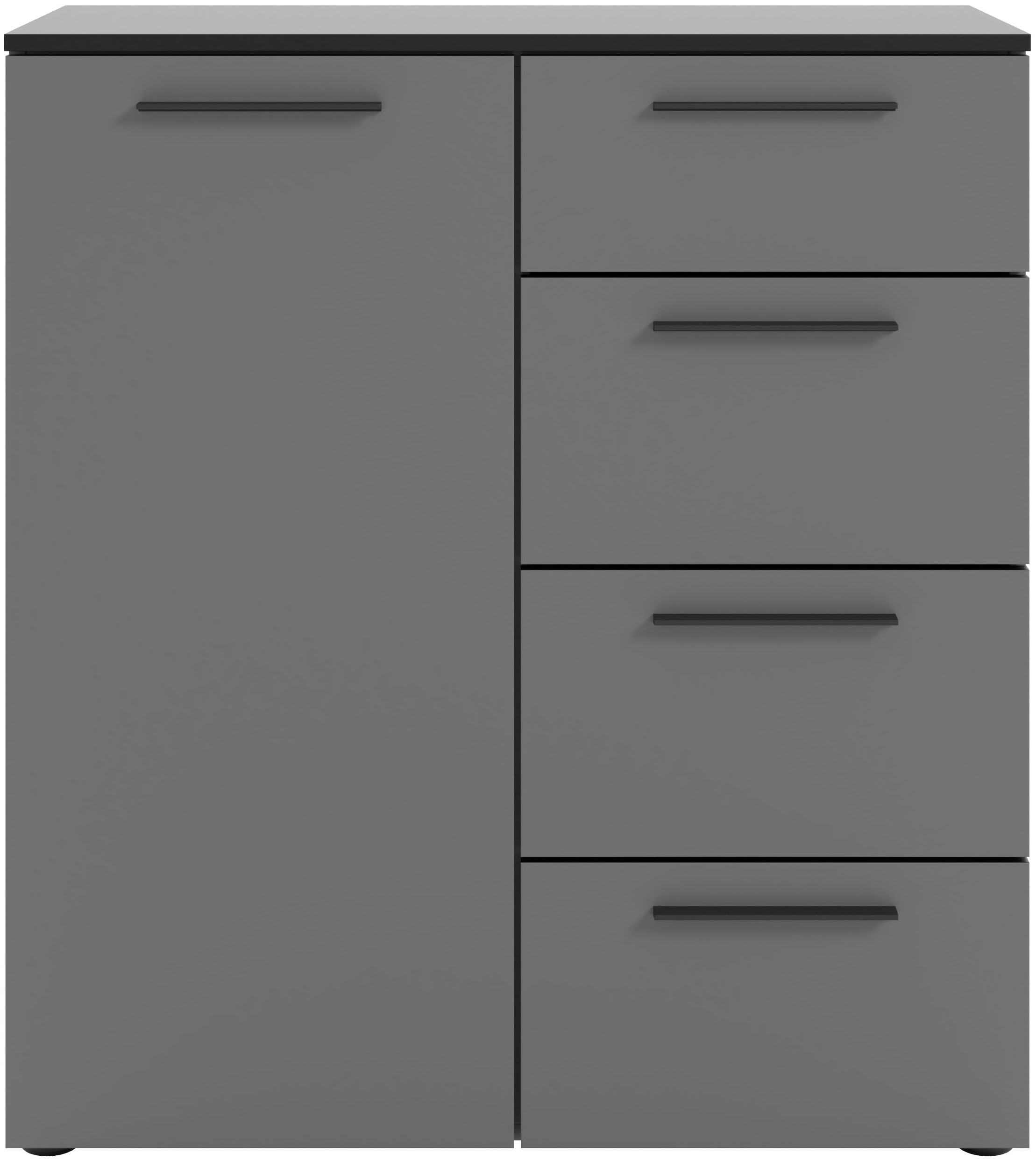 Image of Manjana Möbel Kommode "mit Schwarz matten Metallgriffen in verschiedenen Ausführungen" mit Soft-Close-Funktion, mit melaminbeschichteter Oberfläche