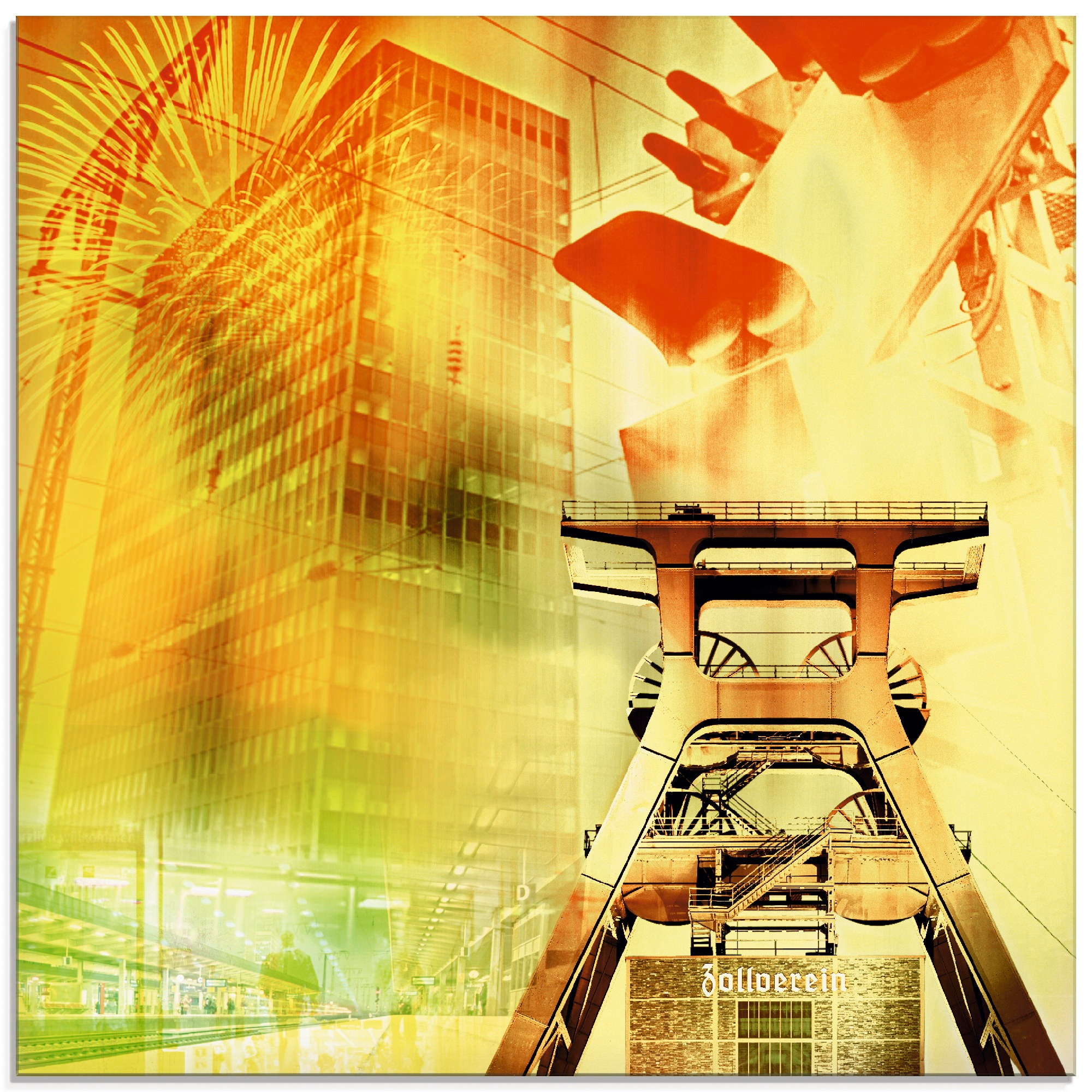 Image of Artland Glasbild »Essen Skyline Abstrakte Collage«, Architektonische Elemente, (1 St.) bei Ackermann Versand Schweiz