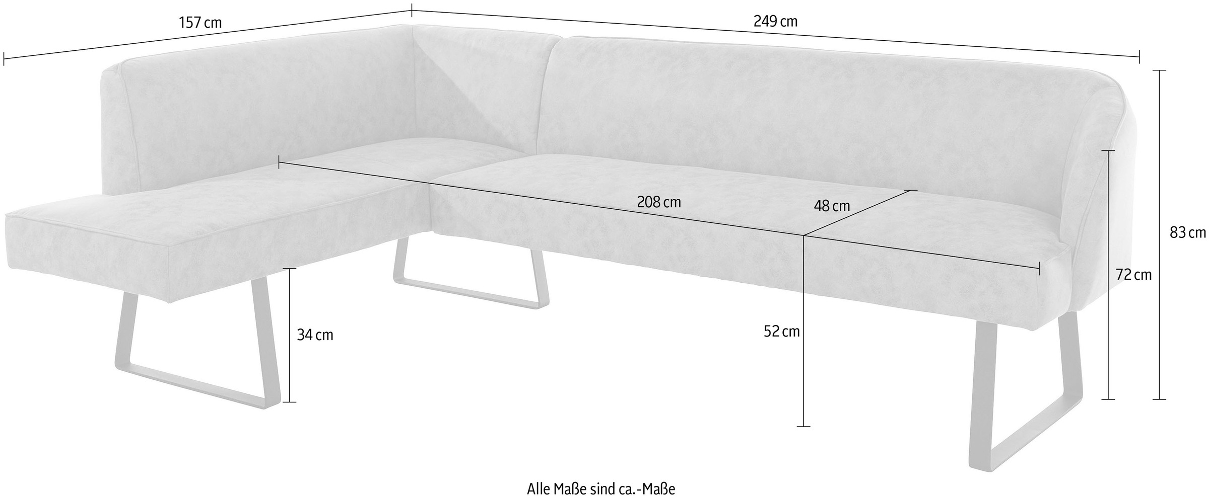 exxpo - sofa fashion Eckbank »Americano«, mit Keder und Metallfüssen, Bezug in verschiedenen Qualitäten