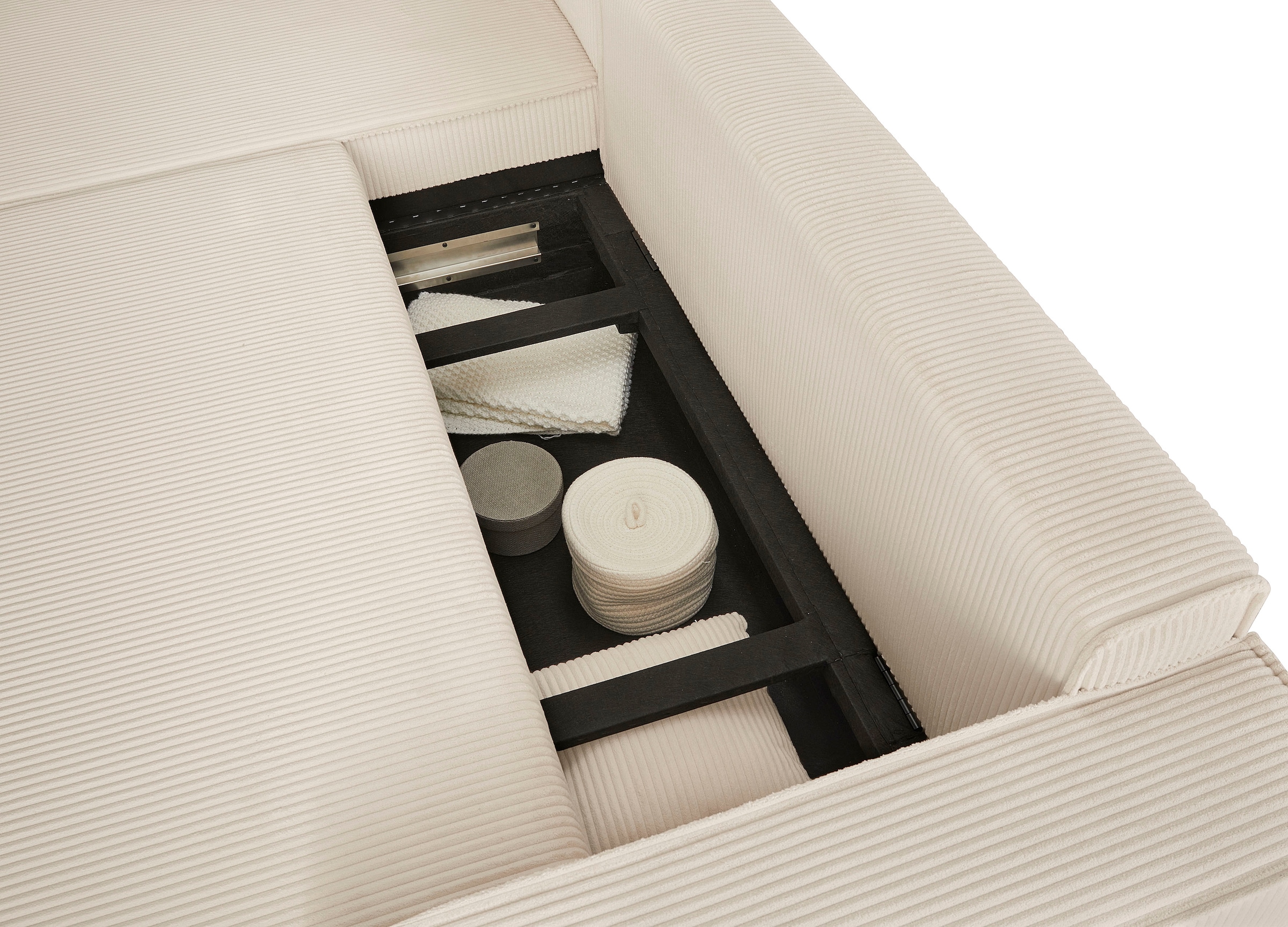 GOODproduct Canapé d'angle »CASSI L-Form, 241cm - OTTO. Verlässliche Qualität.« Schlaffunktion (133/200), Boxspring, Bettkasten, Cord, Unser Tiefpreis