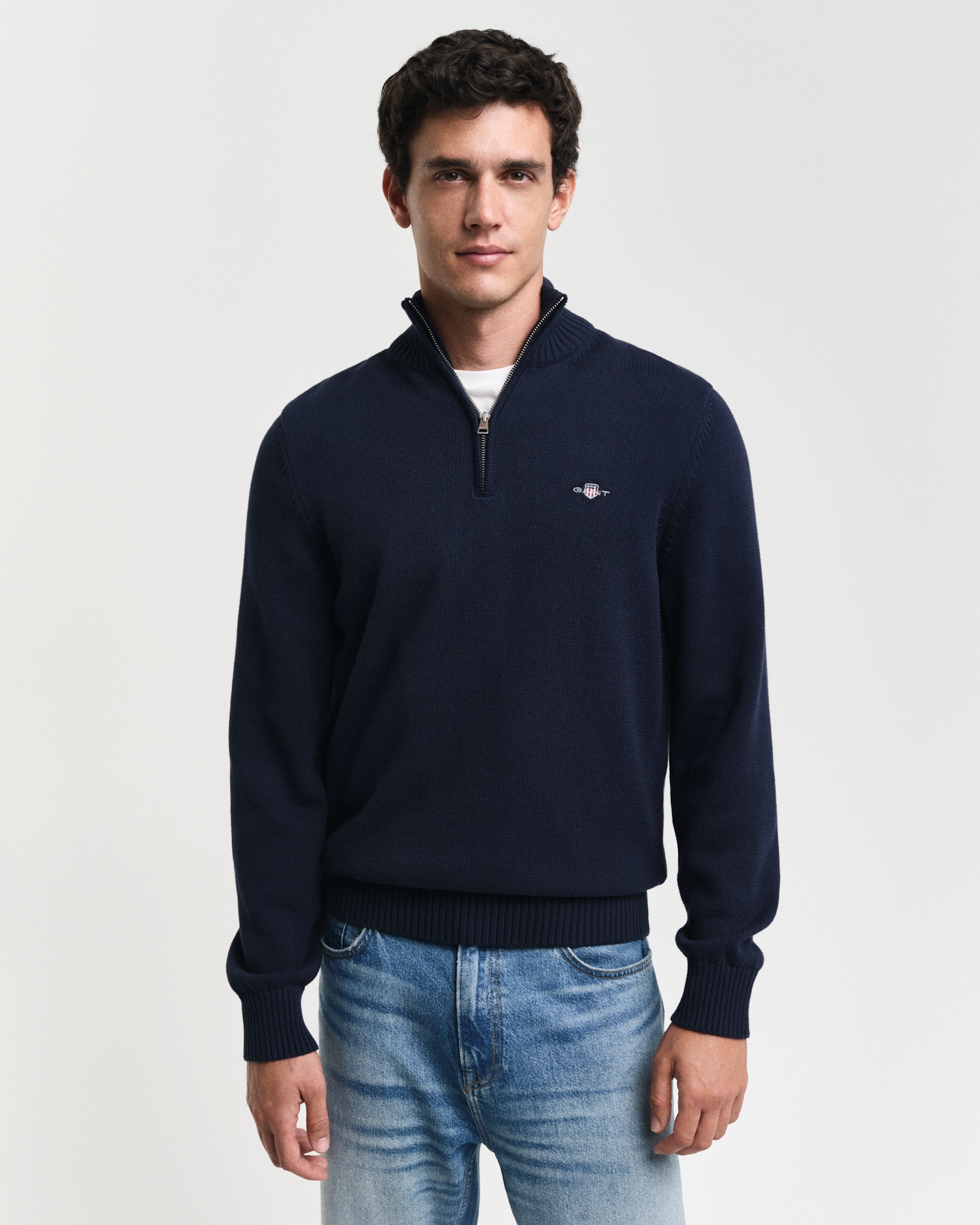 Gant Troyer »CASUAL COTTON HALF ZIP«, mit grafischer Logostickerei auf der Brust