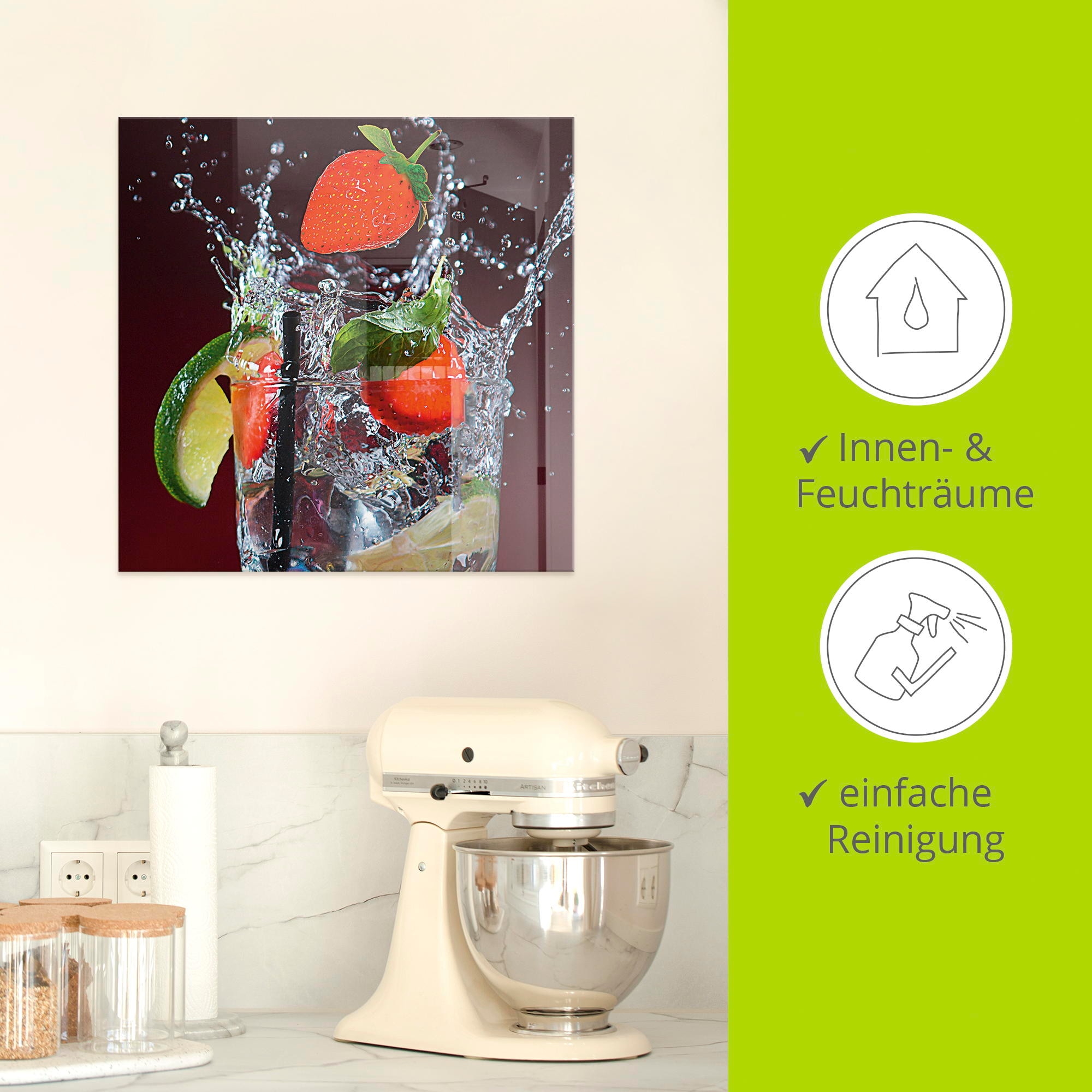 Artland Tableau en verre »Frischer Fruchtcocktail I« 1 cuis tlg. in verschiedenen Grössen