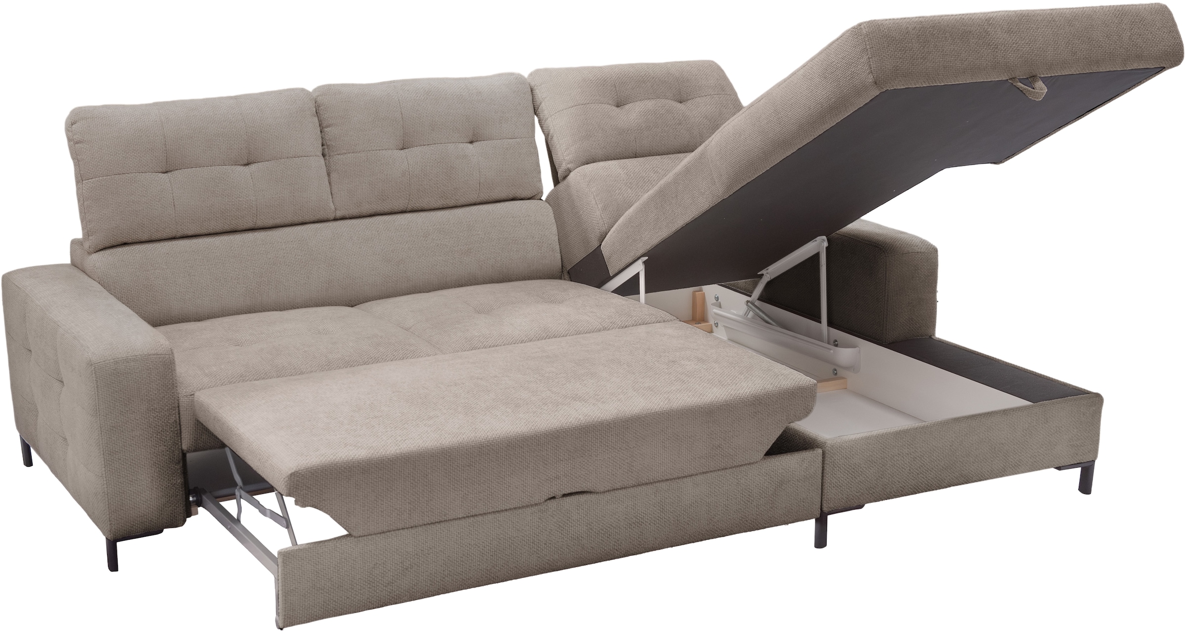 exxpo - sofa fashion Canapé d'angle »Bonito, mit Rücken- und Sitztiefenverstellung, inkl. Bett & Bettkasten« Réglage de la profondeur d’assise, réglage en hauteur