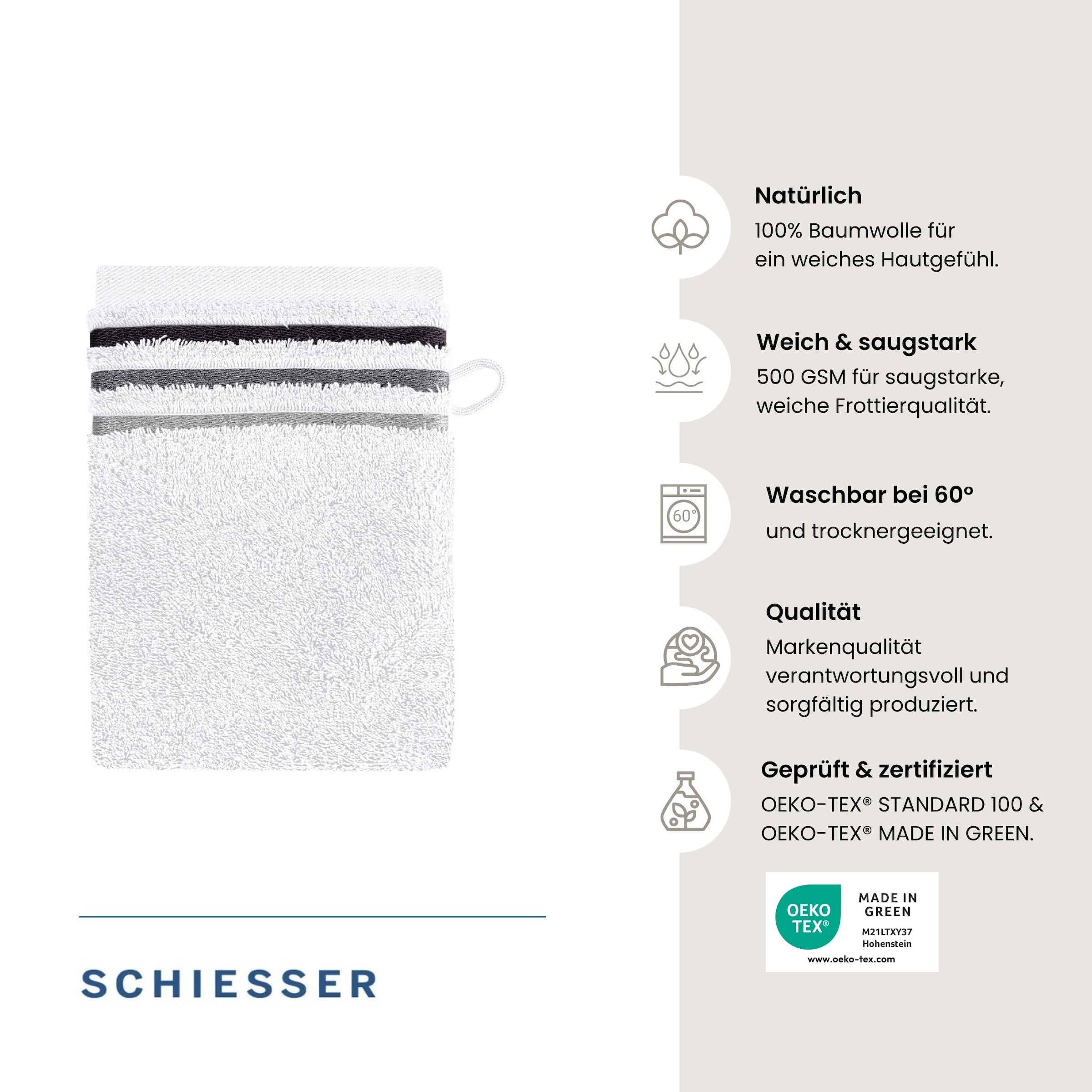 Schiesser Gant de toilette »Skyline Color aus 100 % Baumwolle mit eleganter Streifenbordüre« MADE IN GREEN by OEKO-TEX®
