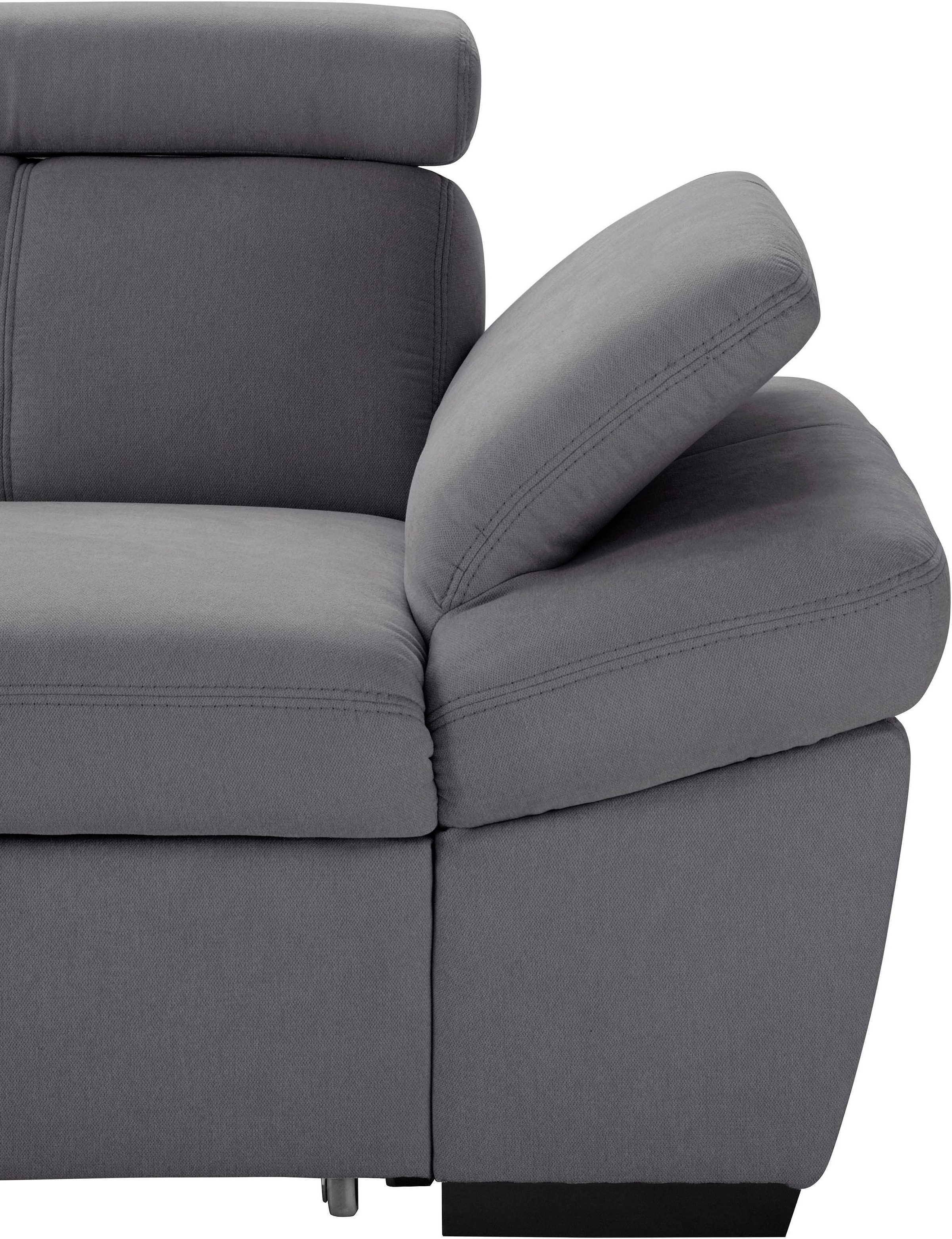 exxpo - sofa fashion Ecksofa »Salerno, inkl. Kopf- und Armteilverstellung, elegant & bequem, L-Form«, wahlweise mit Bettfunktion und Bettkasten, tolle Detailverarbeitung