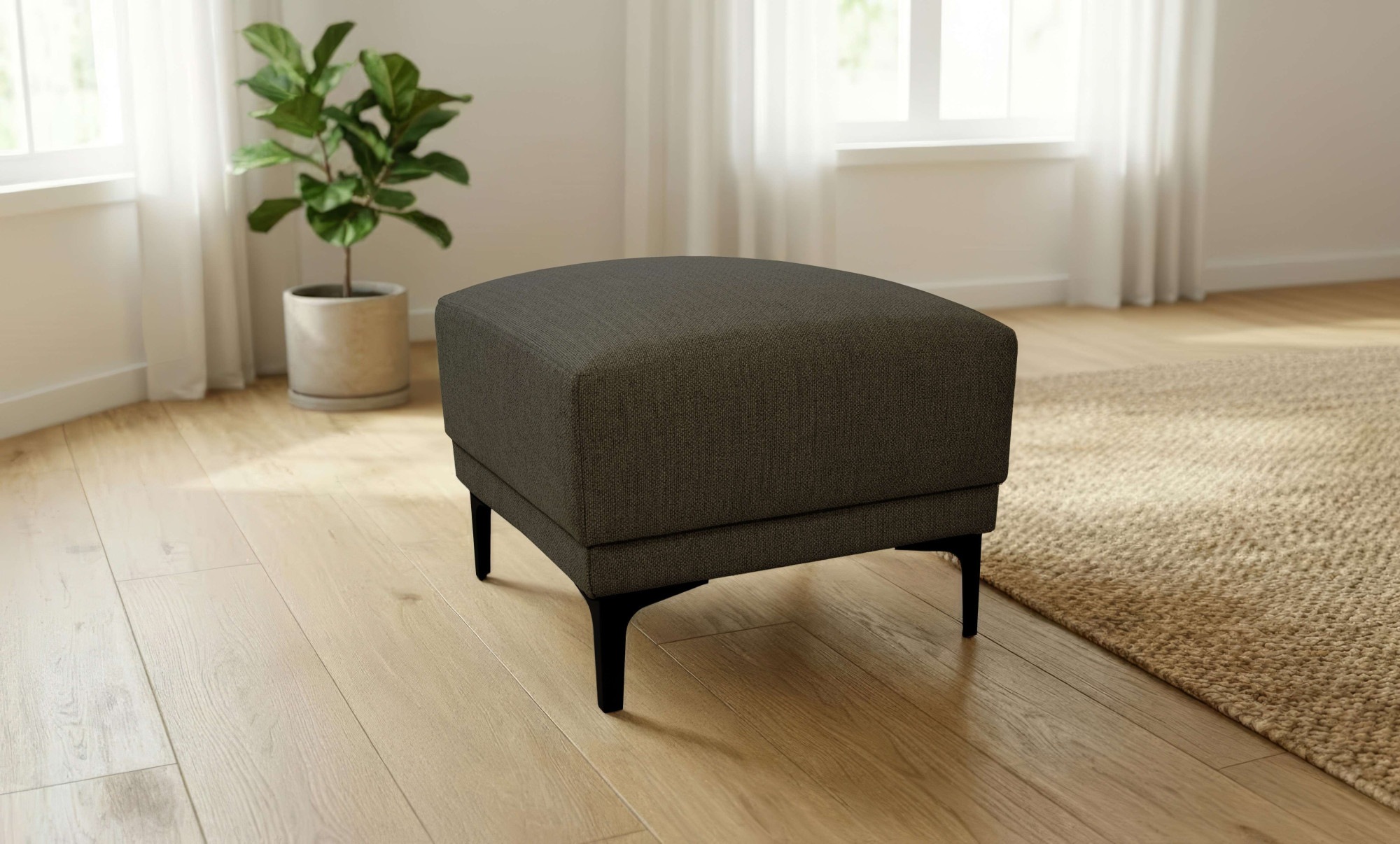 Image of GOODproduct Polsterhocker "Xander" 1 Stk. tlg. Breite 58 cm, Soft-Touch Chenille, schwarze Metallfüsse