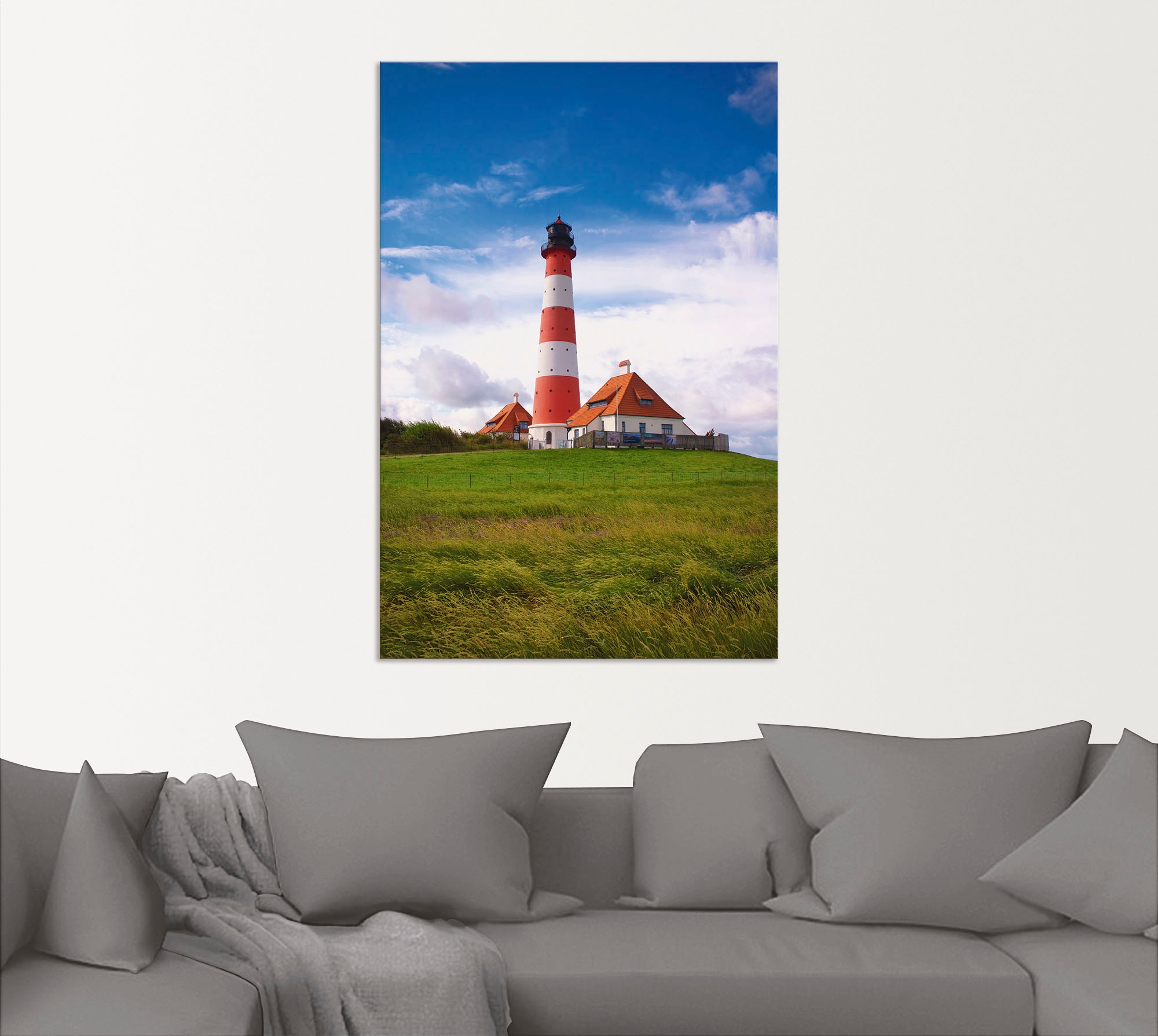 Artland Wandbild »Westerhever Leuchtturm«, Gebäude, (1 St.), als Alubild, Outdoorbild, Leinwandbild, Poster in verschied. Grössen