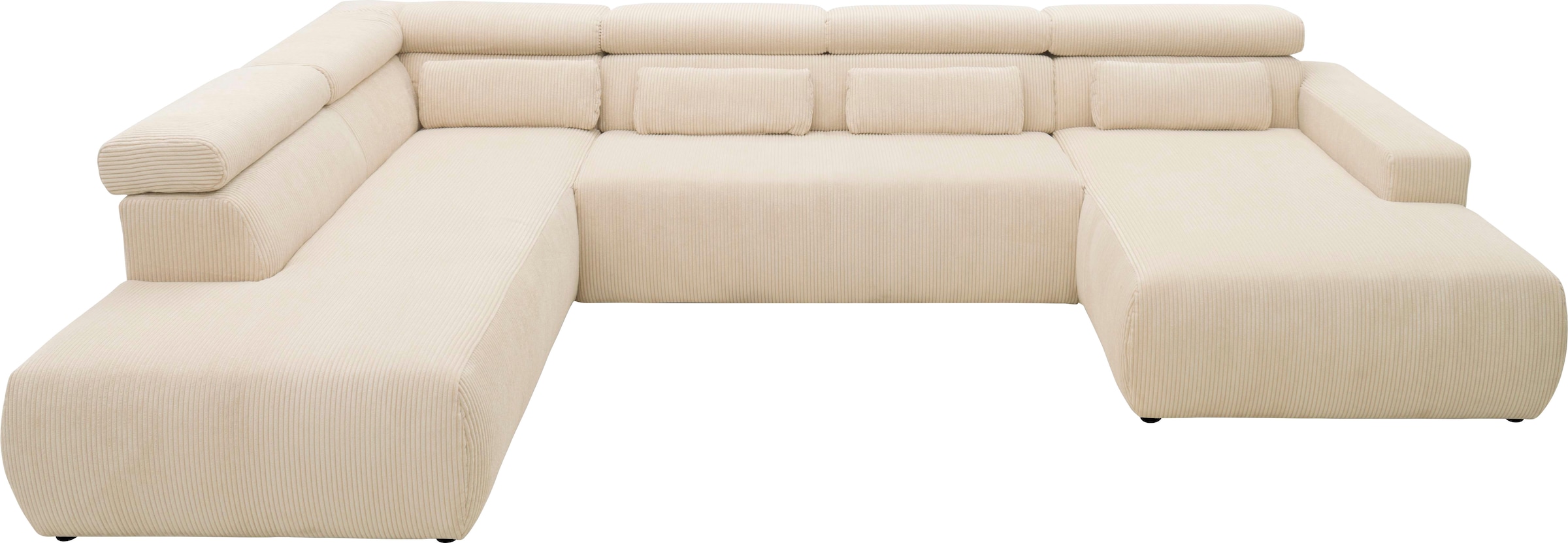 Image of DOMO collection Wohnlandschaft "BRANDON belastbar bis 140 kg/Sitz, 359x228 cm, U-Form" ohne Sitztiefenverstellung, Cord, creme