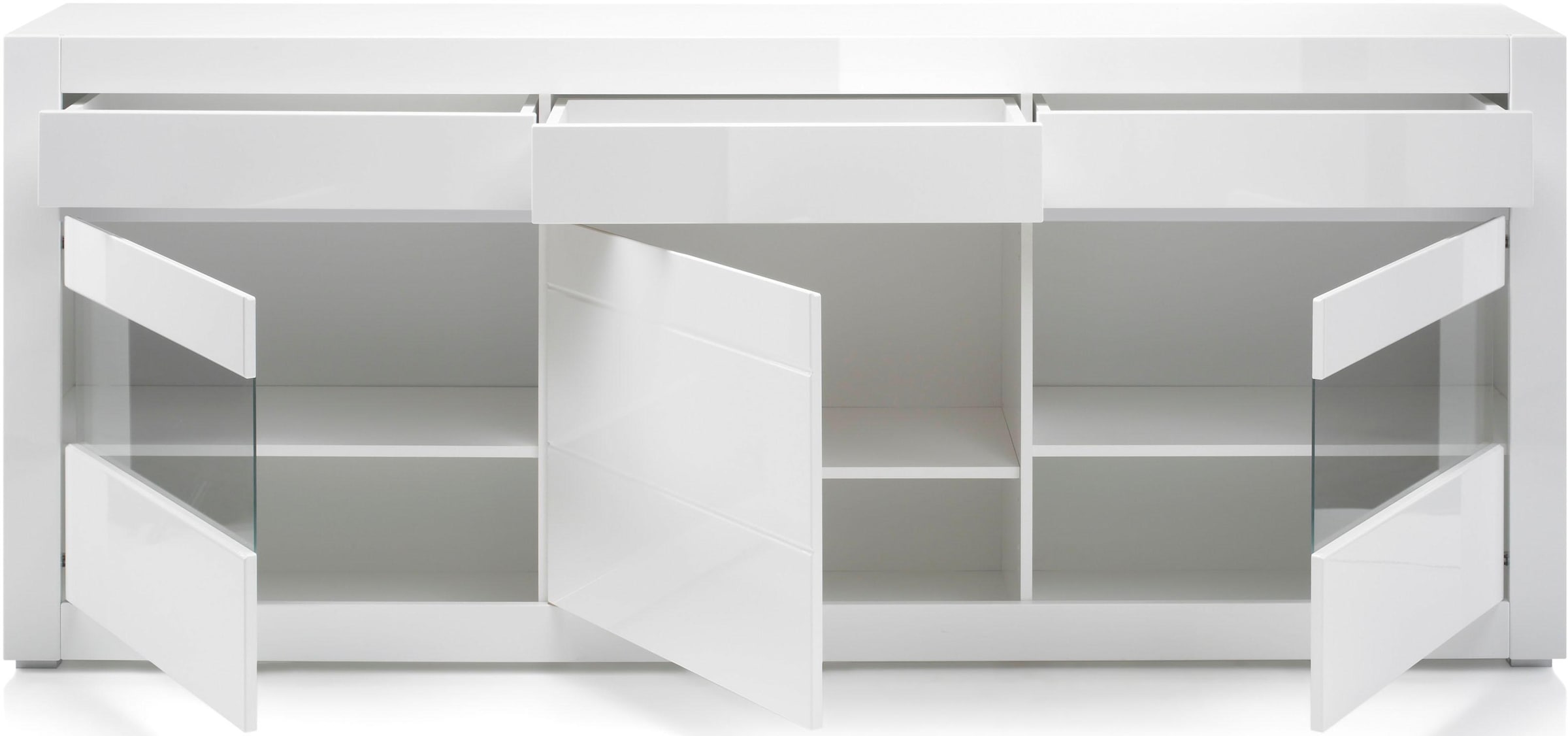 INOSIGN Sideboard »Carat«, Breite 217 cm, wird mit zwei Leisten angeliefert, 1 x grau, 1 x weiss