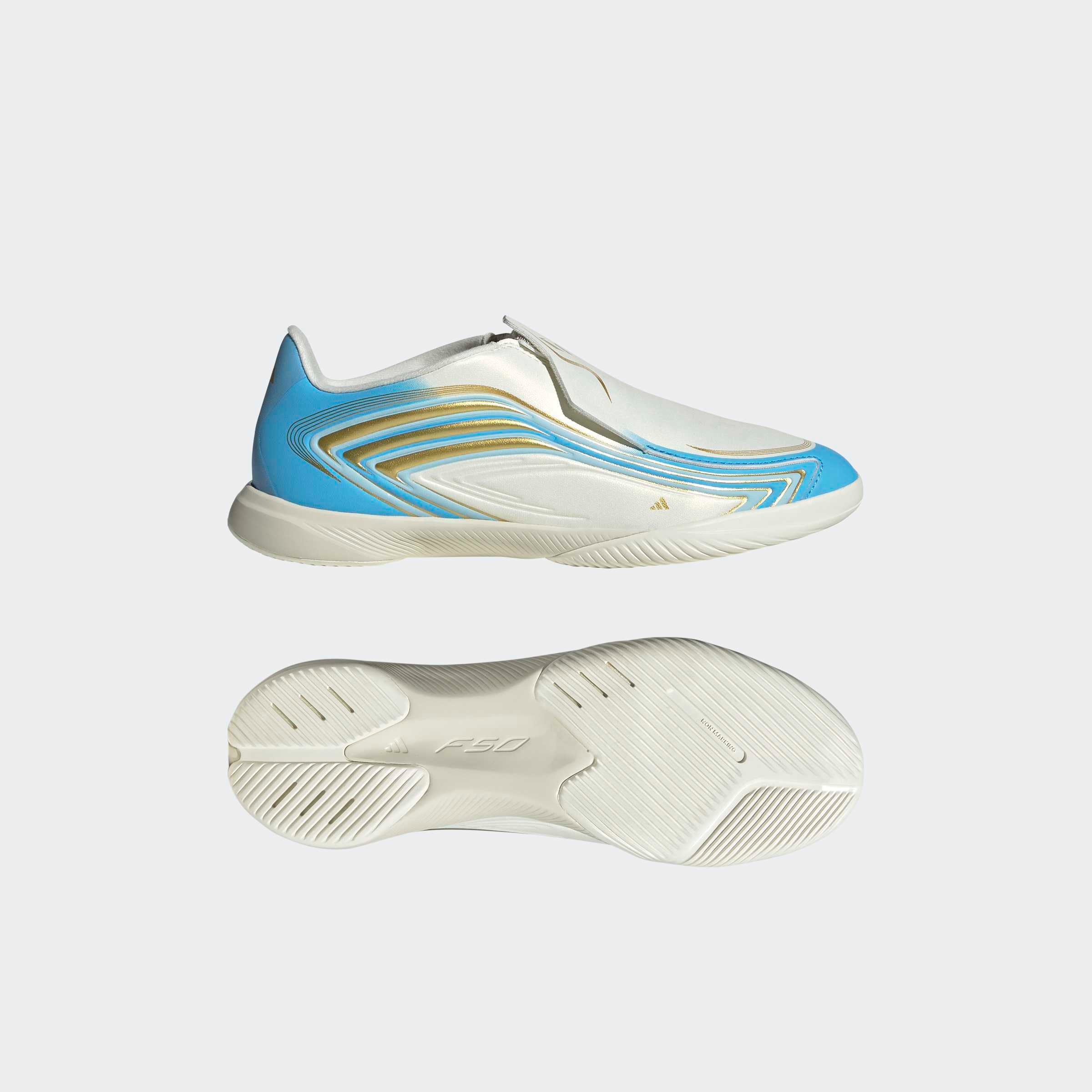 adidas Performance Chaussure de football »F50 MESSI LEAGUE KIDS , HALLENBÖDEN, OHNE SCHNÜRSENKEL«  pour sol de salle, pour adolescents et enfants