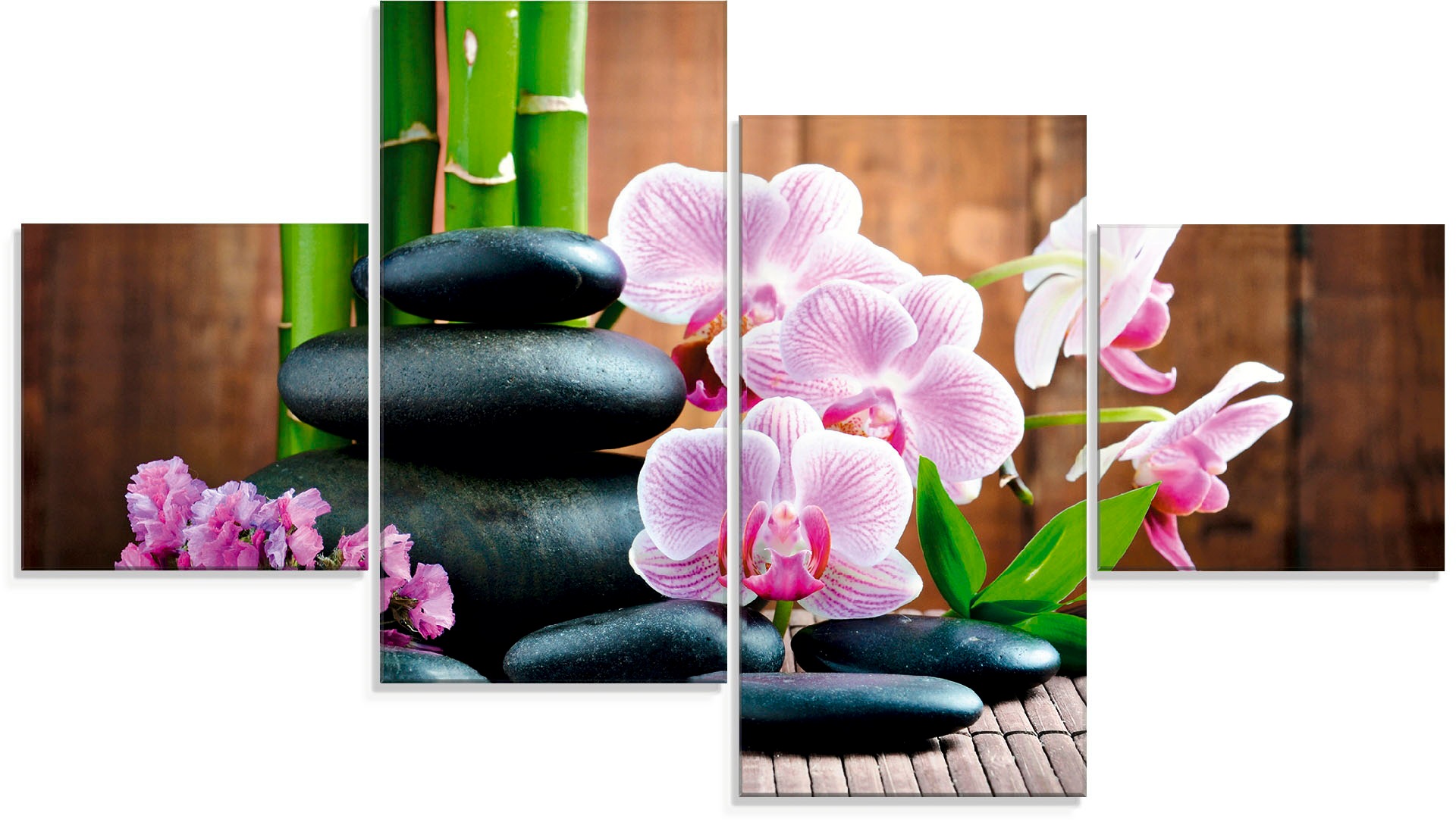 Image of Artland Glasbild »Spa Konzept Zen Steinen Orchideen«, Zen, (4 St.) bei Ackermann Versand Schweiz