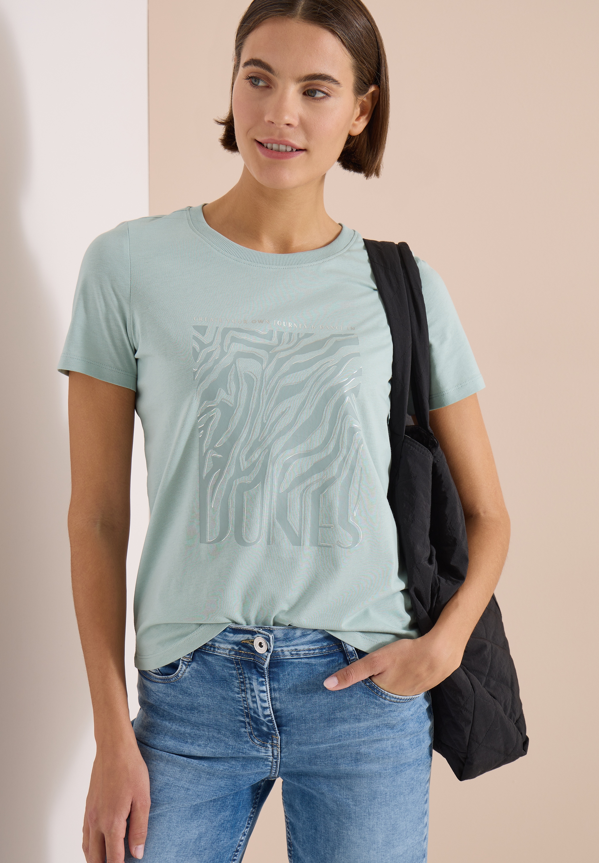 Cecil Kurzarmshirt Sommershirt mit Folienprint