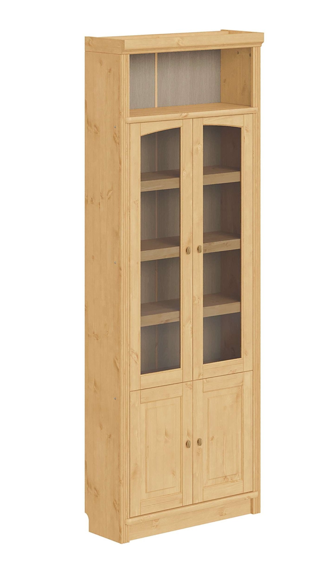 GOODproduct Vitrines »Soeren Regal mit 2 Glastüren und 2 Holztüren, B/TH: 80/29/220 cm« Kiefer FSC®-zertifiziert, 1 offenes Fach, 6 Fächer hinter den Türen