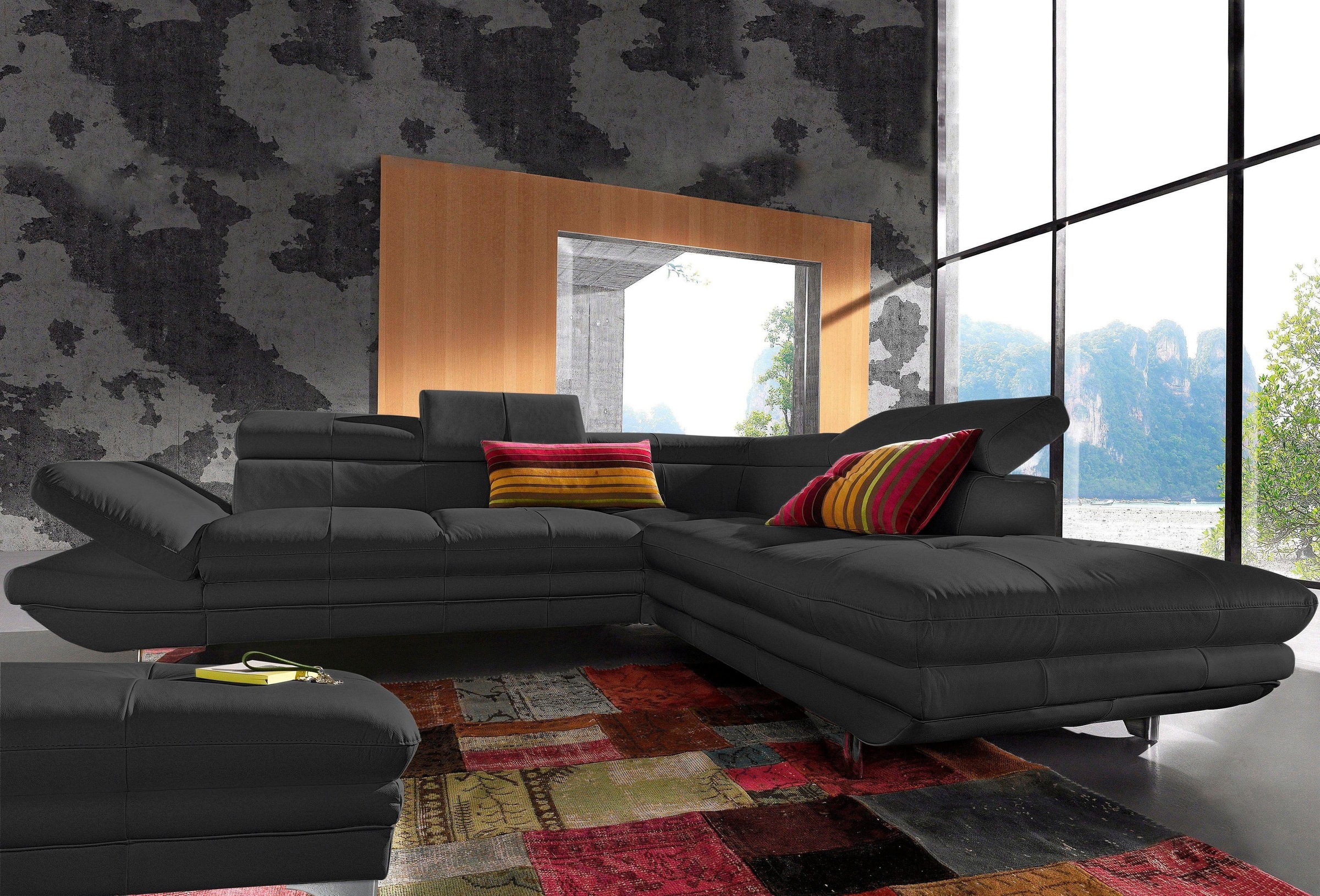 COTTA Polstergarnitur »Enterprise L-Form«, (Set), Set bestehend aus: Ecksofa mit Arm- & Kopfteilverstellung & Hocker
