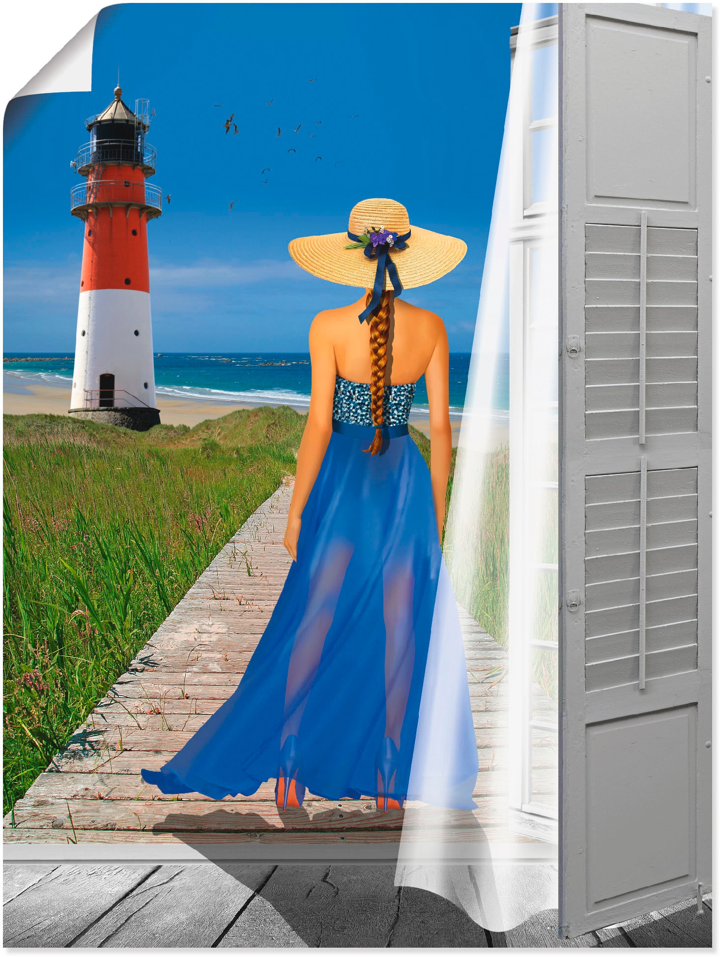 Image of Artland Poster "Urlaub am Meer" Frau 1 Stk. tlg. ohne Rahmen
