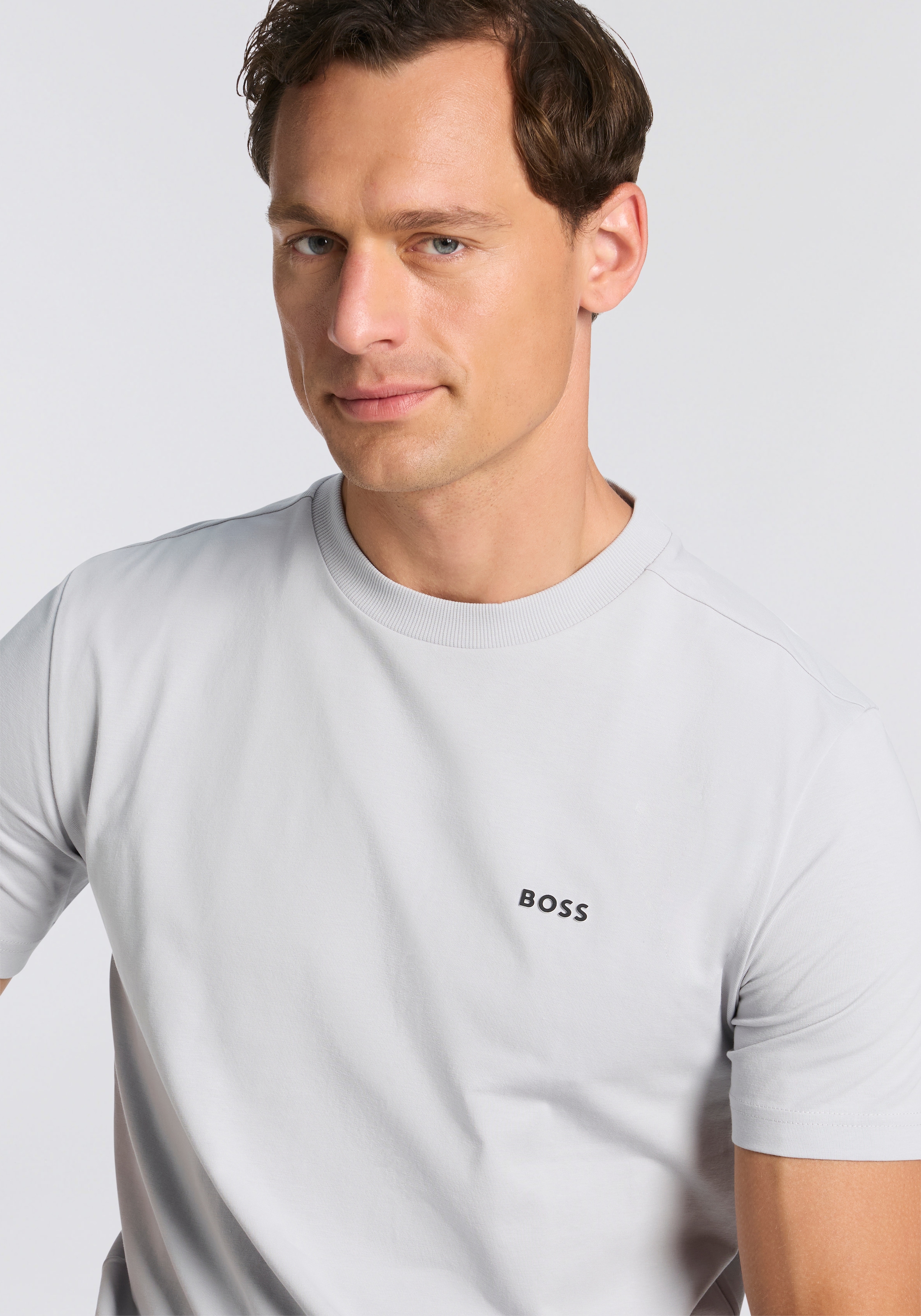 BOSS GREEN Shirt à col rond »Tee« mit gummiertem Kontrast-Logo